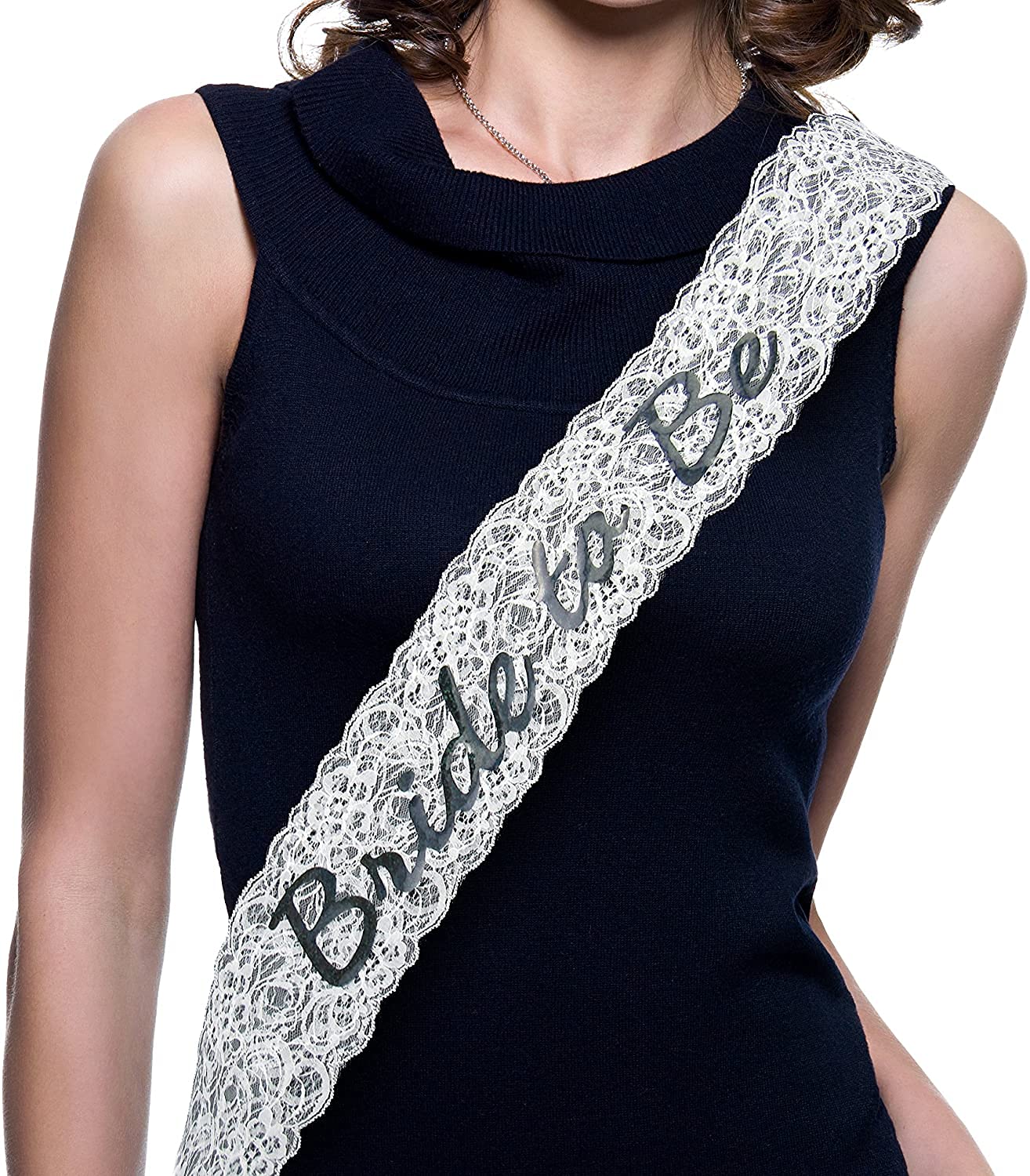 Elegant HAPPYLAND Bachelorette Sash & Lace Veil Set - Bridal Shower Accessories, Hen Party Decorations for Wedding, Bachelorette Parties & Girls Night Out