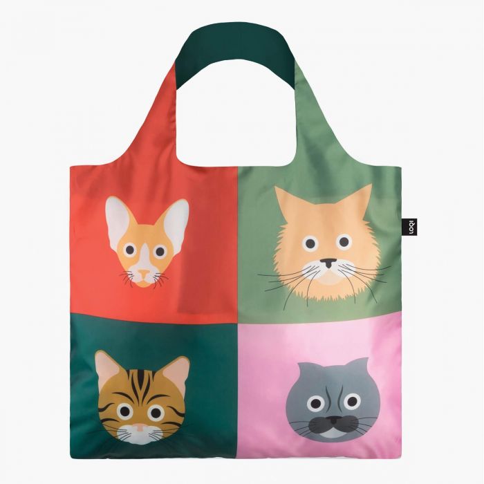 Loqi Stephen Cheetham Cats Reusable Shopping Tote Bag - Eco-Friendly Foldable Grocery Bag for Women, Travel & Daily Use