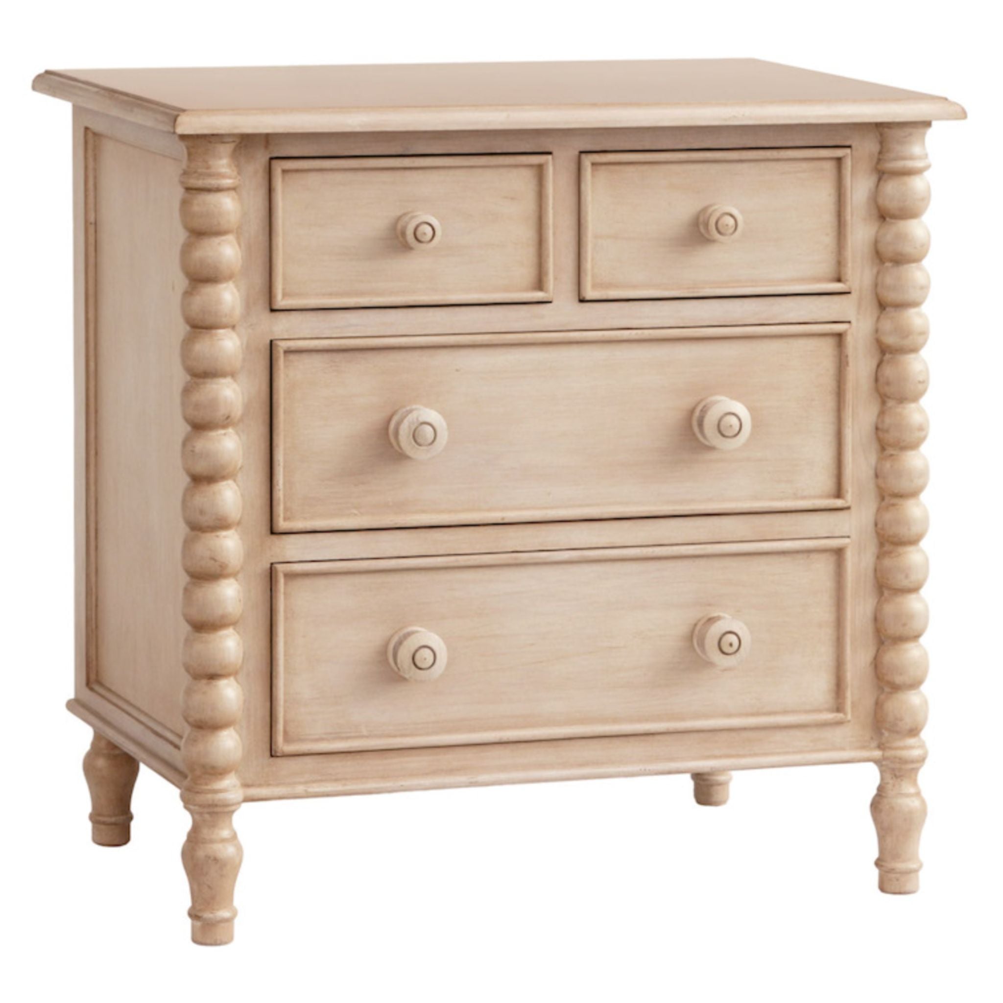 Clarke Four Drawer Nightstand - Solid Wood Bedside Table with Storage for Bedroom, Living Room & Office - Modern Nightstand with 4 Drawers for Home Decor