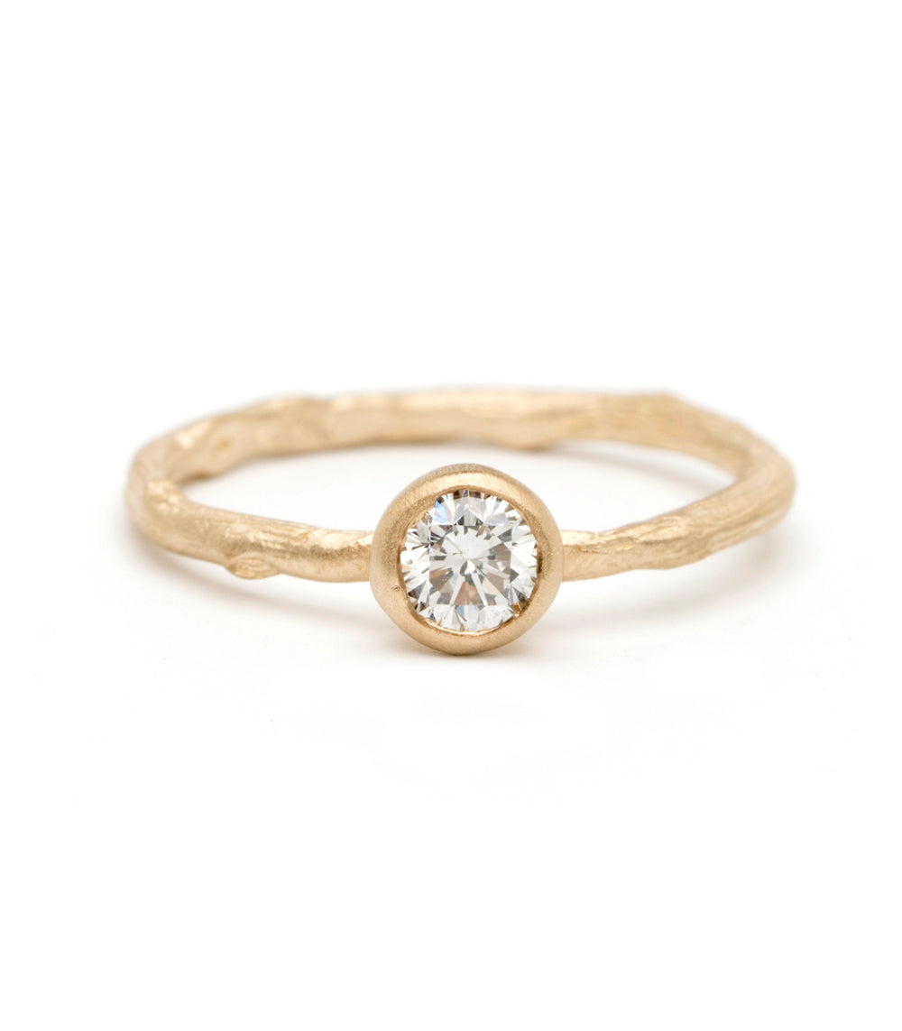 Exquisite Branch Textured Diamond Solitaire Engagement Ring - 14K White Gold Wedding Band for Women, Perfect Proposal Gift & Anniversary Jewelry