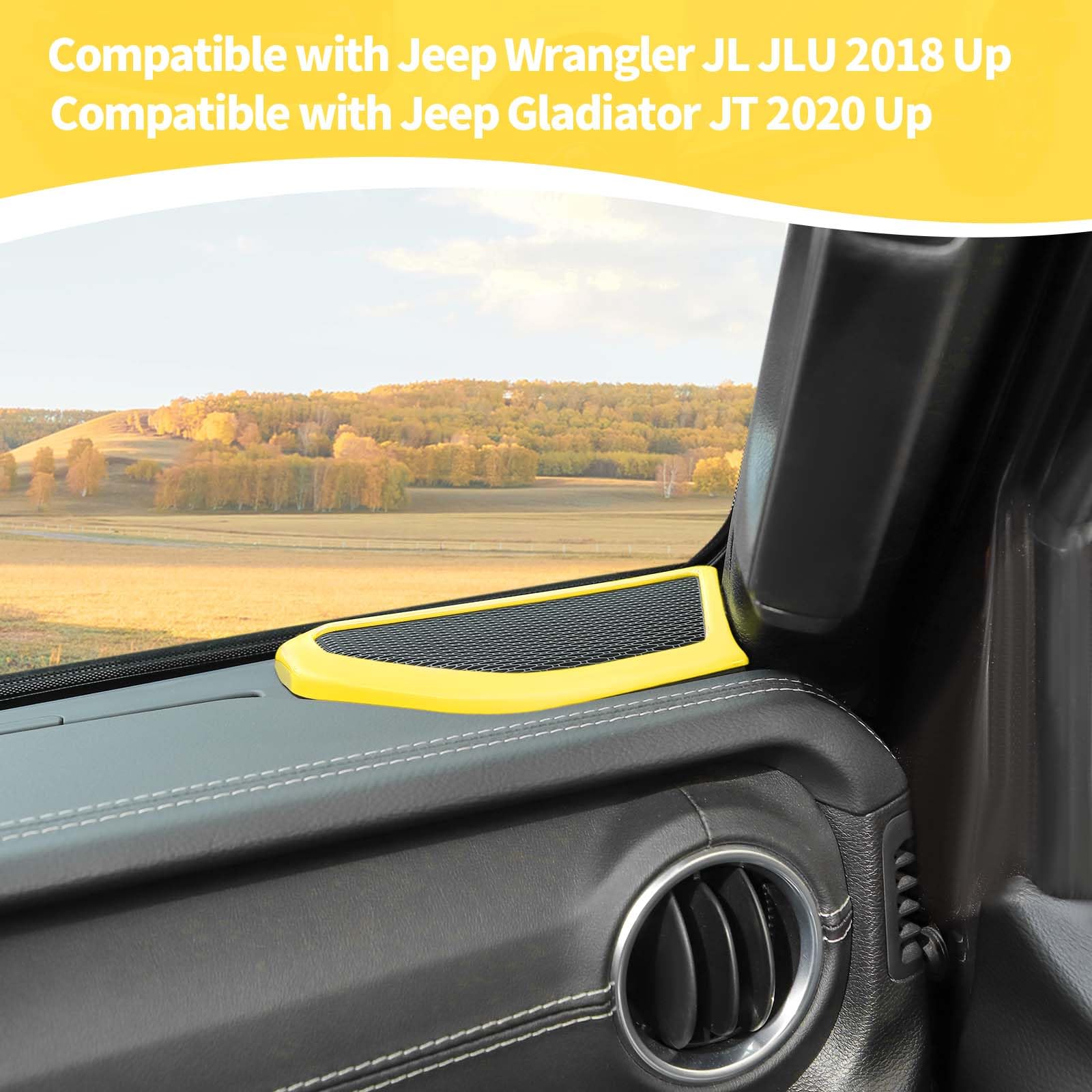Jeep Wrangler JL JLU & Gladiator JT A-Pillar Speaker Trim Cover (2018-2024) - Yellow Interior Accessories (2-Piece Set) | Perfect for Off-Road Adventures & Custom Car Upgrades