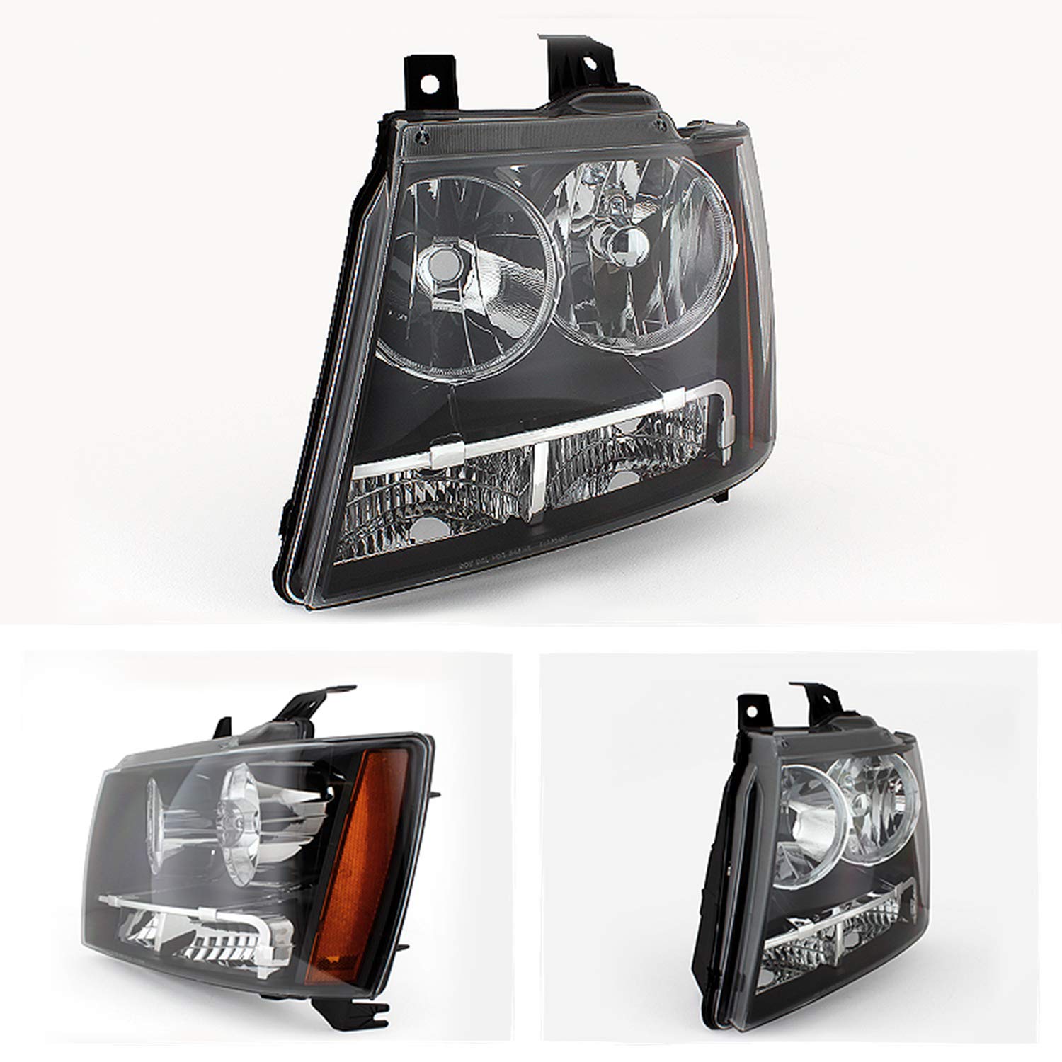 AKKON Black LED Headlights & Tail Lights Combo for 2007-2014 Chevy Tahoe Suburban 1500 2500 - High Performance C-Tube DRL - Upgrade Your Truck's Style & Night Visibility (Perfect for Off-Roading, Night Driving & Custom Builds)