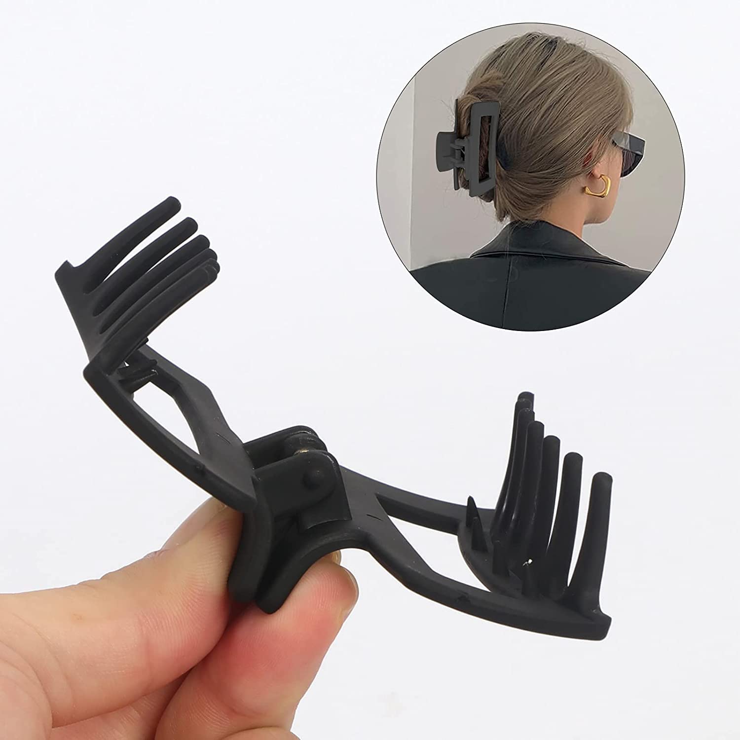 Minta 4 PCS Hair Claw Clips for Women - 3.5 Inch Matte Big Claw Clips with Strong Hold & Non-Slip Grip - Barrettes & Rectangular Hair Clips for Long, Thin or Thick Hair - Perfect for Workouts, Office & Everyday Styling