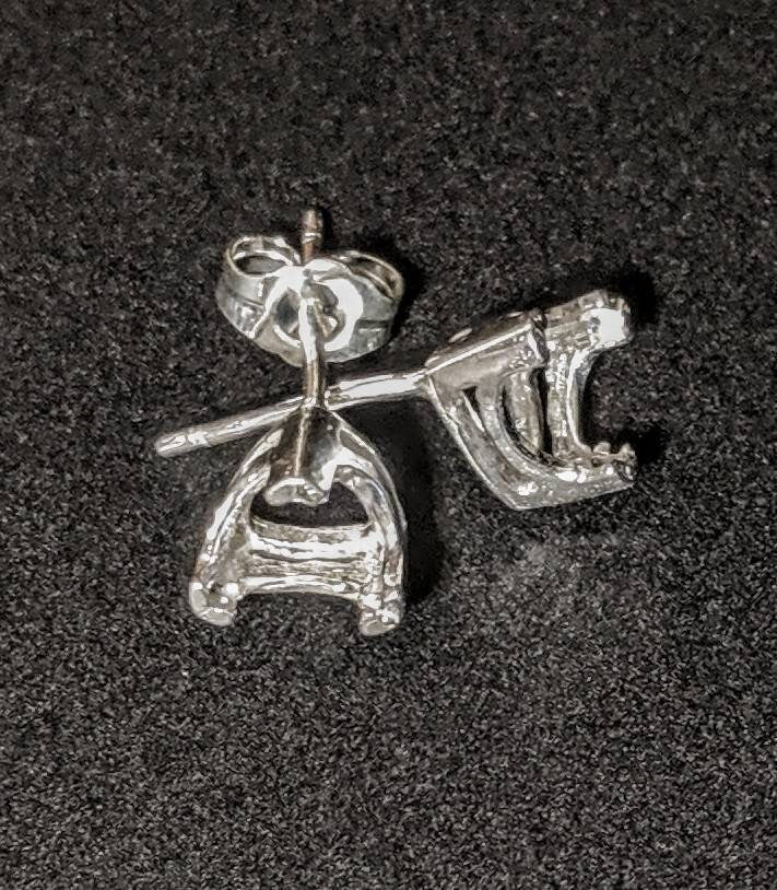 Sterling Silver or 14K Gold Prong Earring Settings - 4mm & 10mm Trillion Vee Set (2 Pieces) for Jewelry Making - Perfect for DIY Earrings, Bridal Jewelry, and Gift Giving