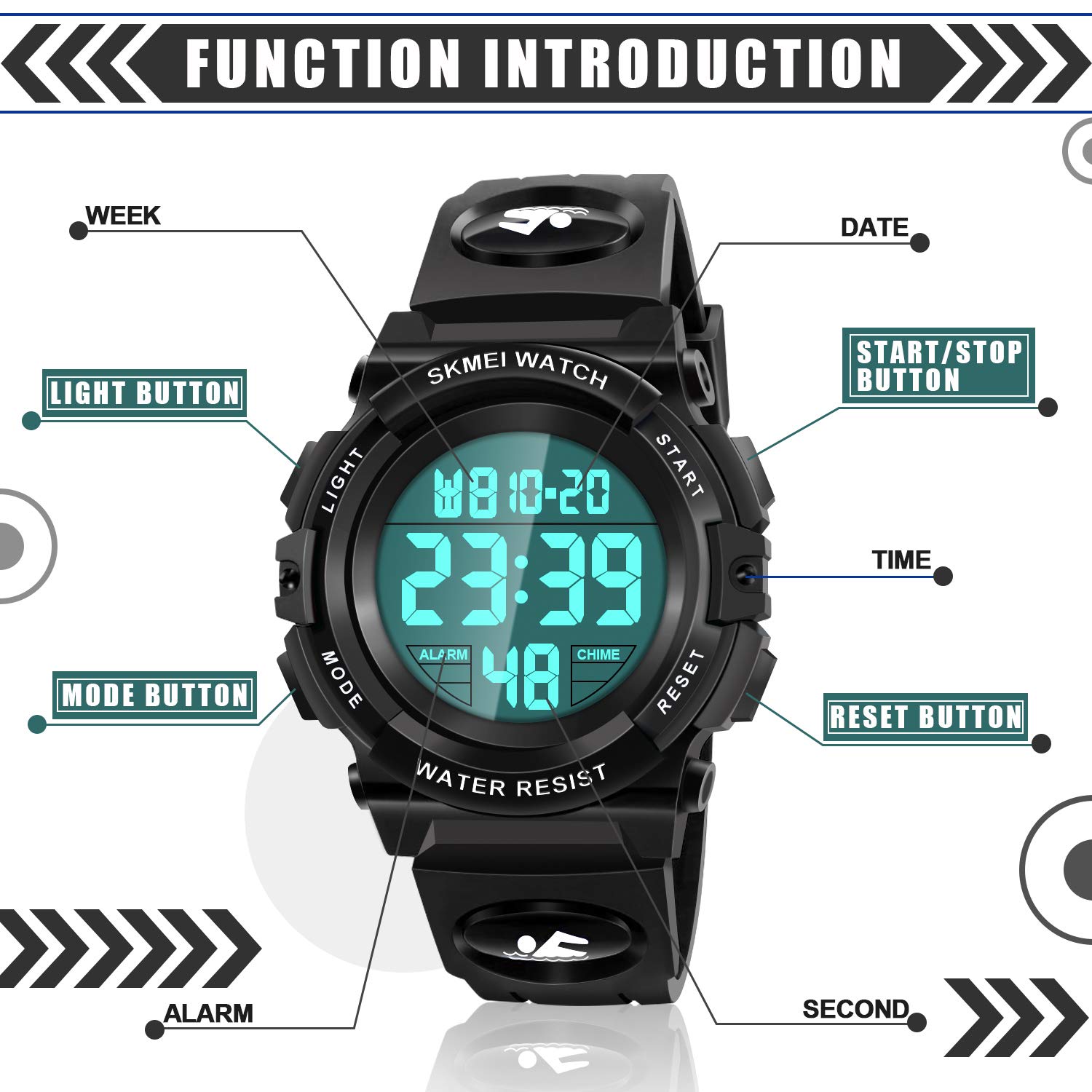 Waterproof LED Digital Watch for Kids - Durable & Stylish Kids Watch for Swimming, Sports & Outdoor Activities - Perfect Gift for Boys and Girls