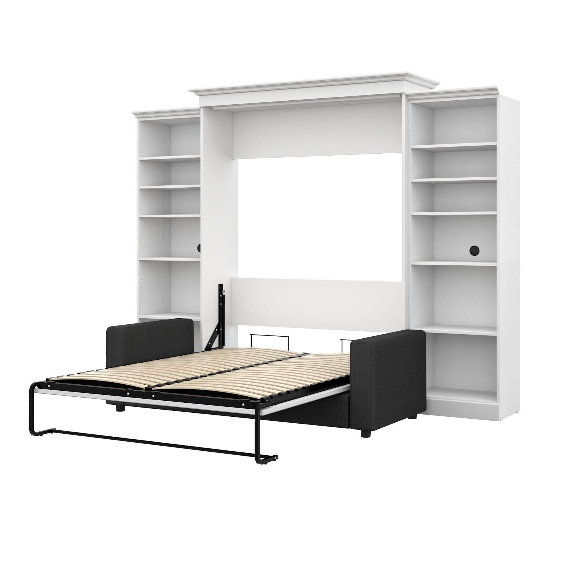 Space-Saving Queen Murphy Wall Bed with 2 Storage Units & Convertible Sofa (115
