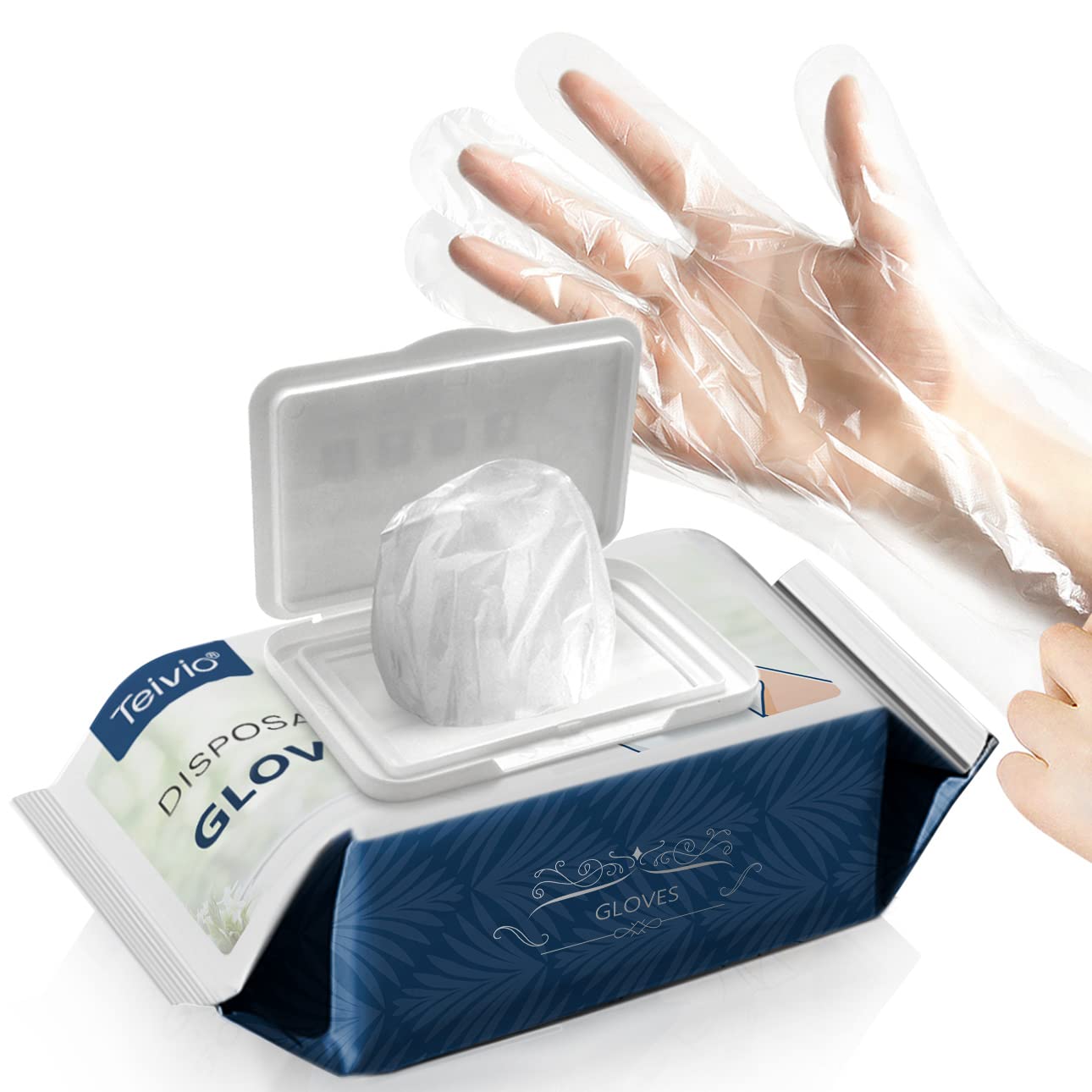 Teivio Disposable Plastic Gloves - 1000 Pack Food Safe Gloves for Kitchen Cooking, Cleaning, Food Handling & Meal Prep - Latex-Free, Powder-Free, Multipurpose Gloves for Home, Restaurant & Commercial Use
