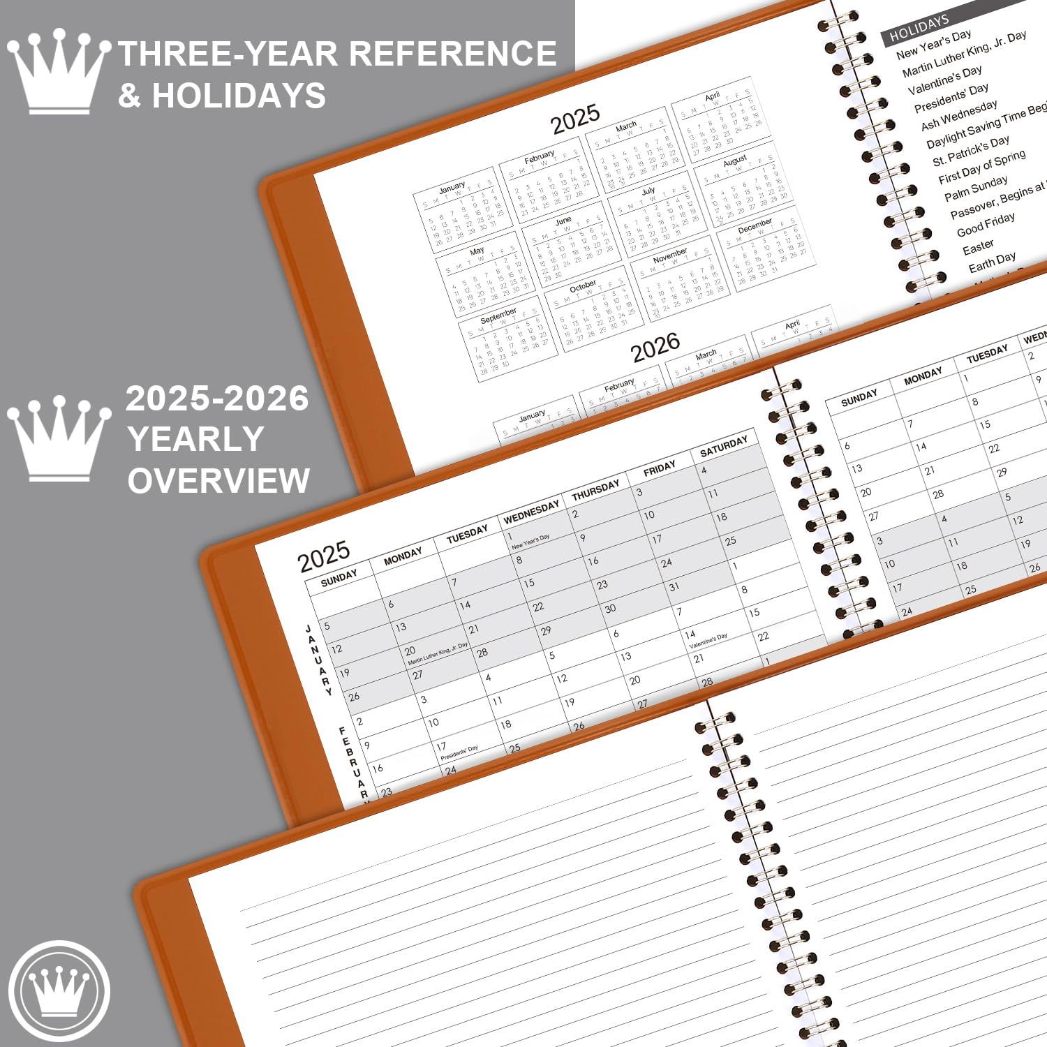 2025-2026 18-Month Planner with Faux Leather Cover | July 2025 - December 2026 Calendar | 8.86