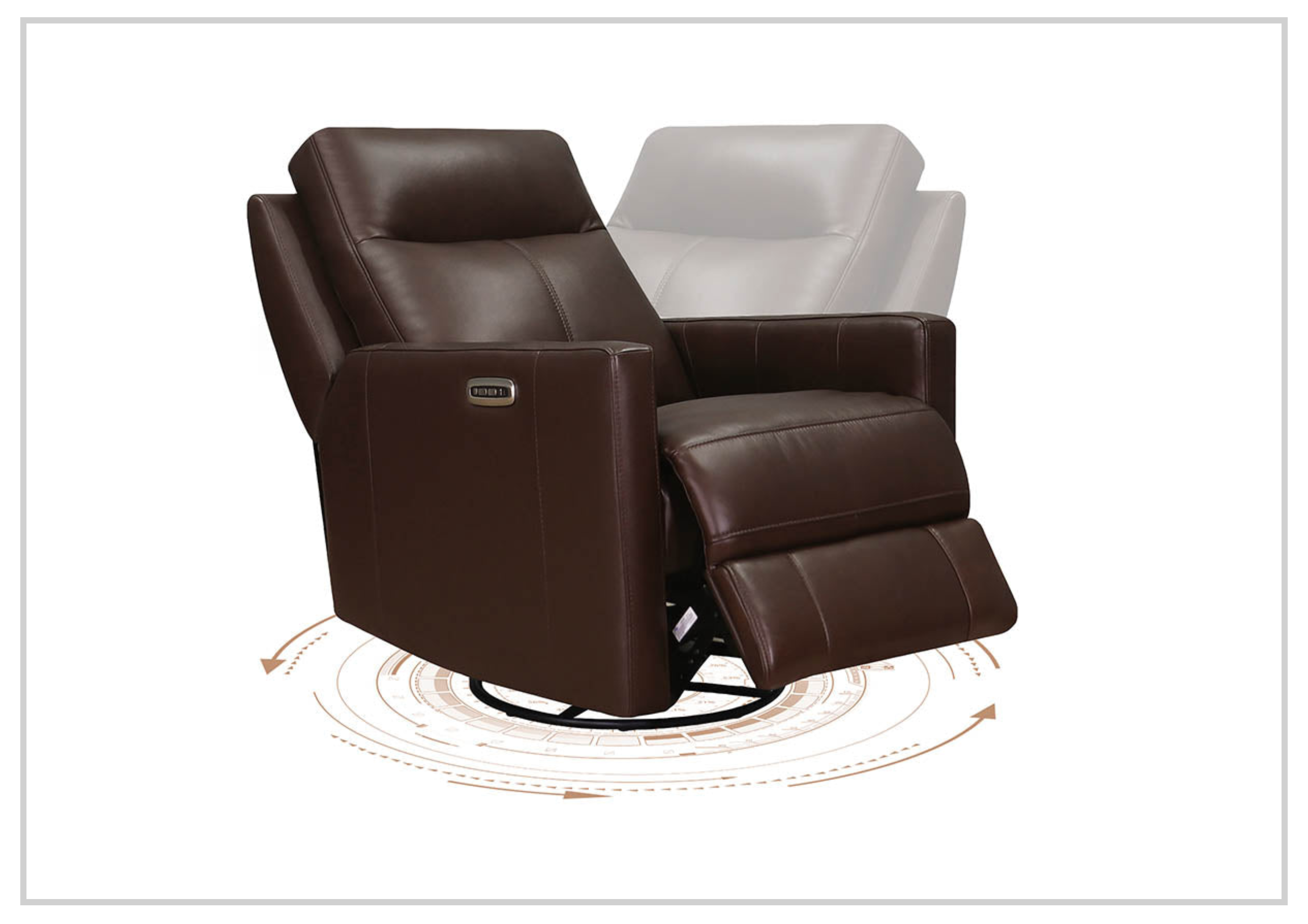 Hydeline Vienna Power Swivel Glider Recliner Chair with Adjustable Headrest - Genuine Leather Living Room Seating for Home Theater, Gaming & Relaxation