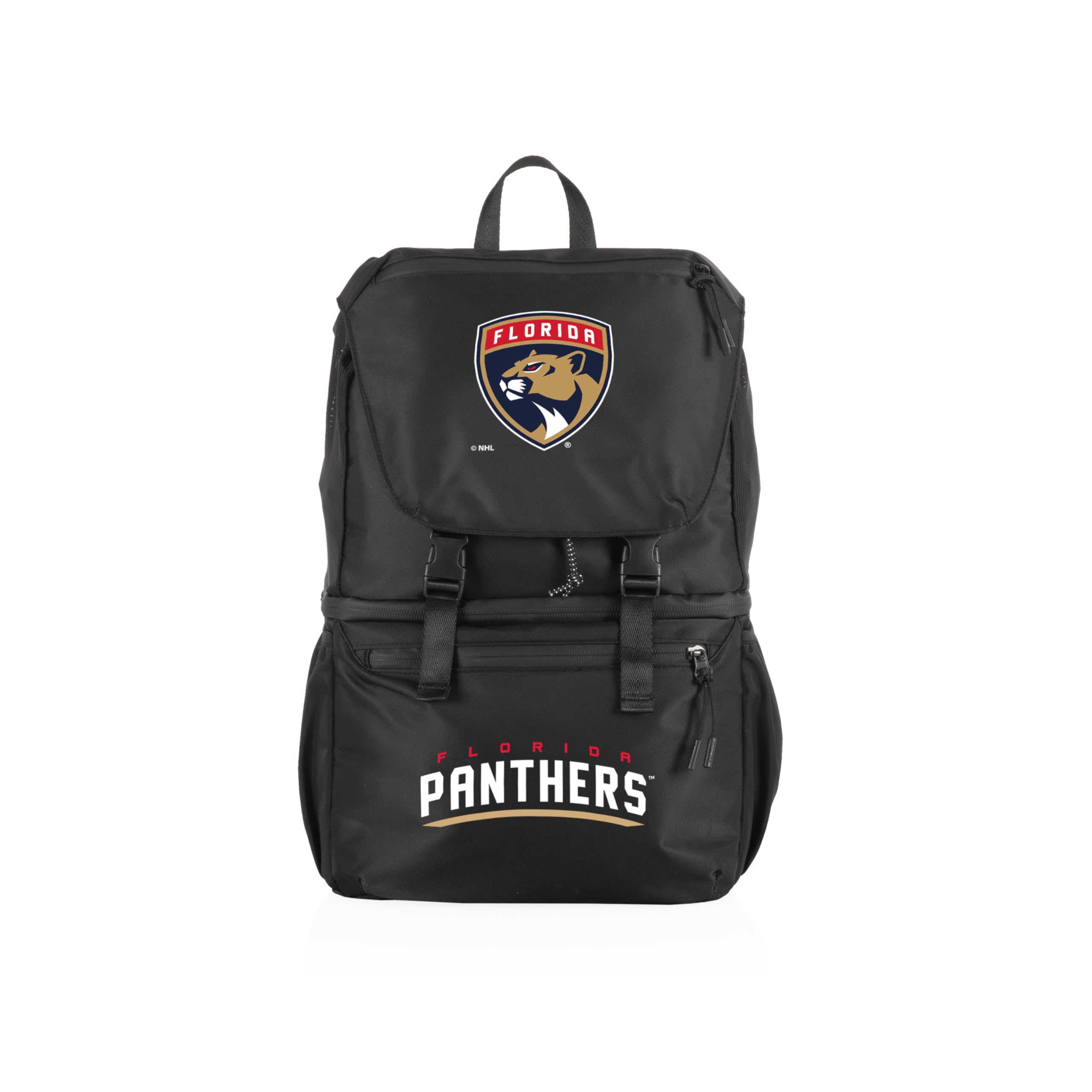 PICNIC TIME NHL Florida Panthers Insulated Backpack Cooler - Recycled Material, Soft Cooler Backpack with Shoulder Straps, Upcycled Cooler Bag (Carbon Black) - Perfect for Beach, Camping, Tailgating & Outdoor Adventures