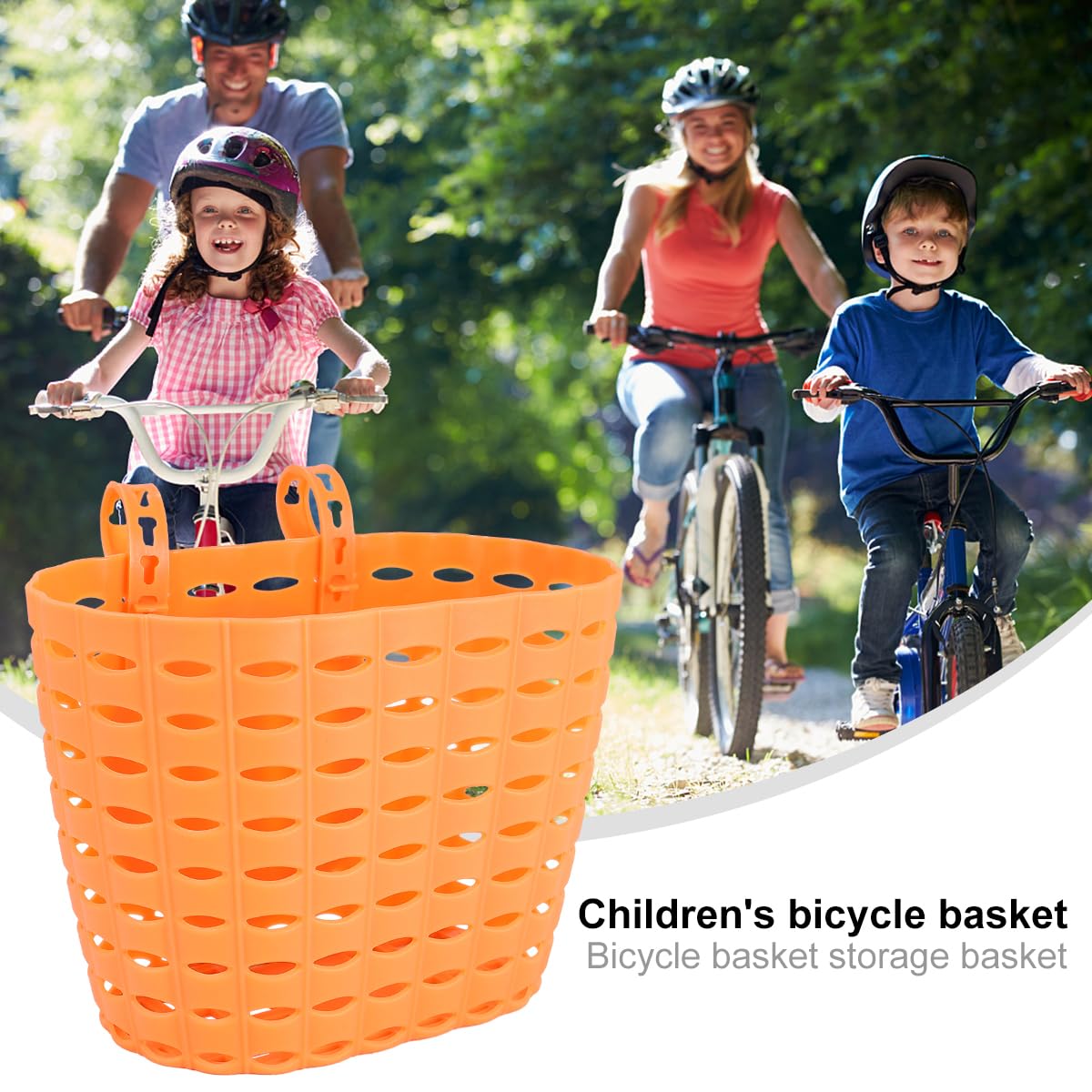 Kids Bike Basket - Front Handlebar Basket for Children's Bicycles | Durable Orange Bicycle Accessory | Perfect Gift & DIY Set for Outdoor Riding & Playtime Adventures