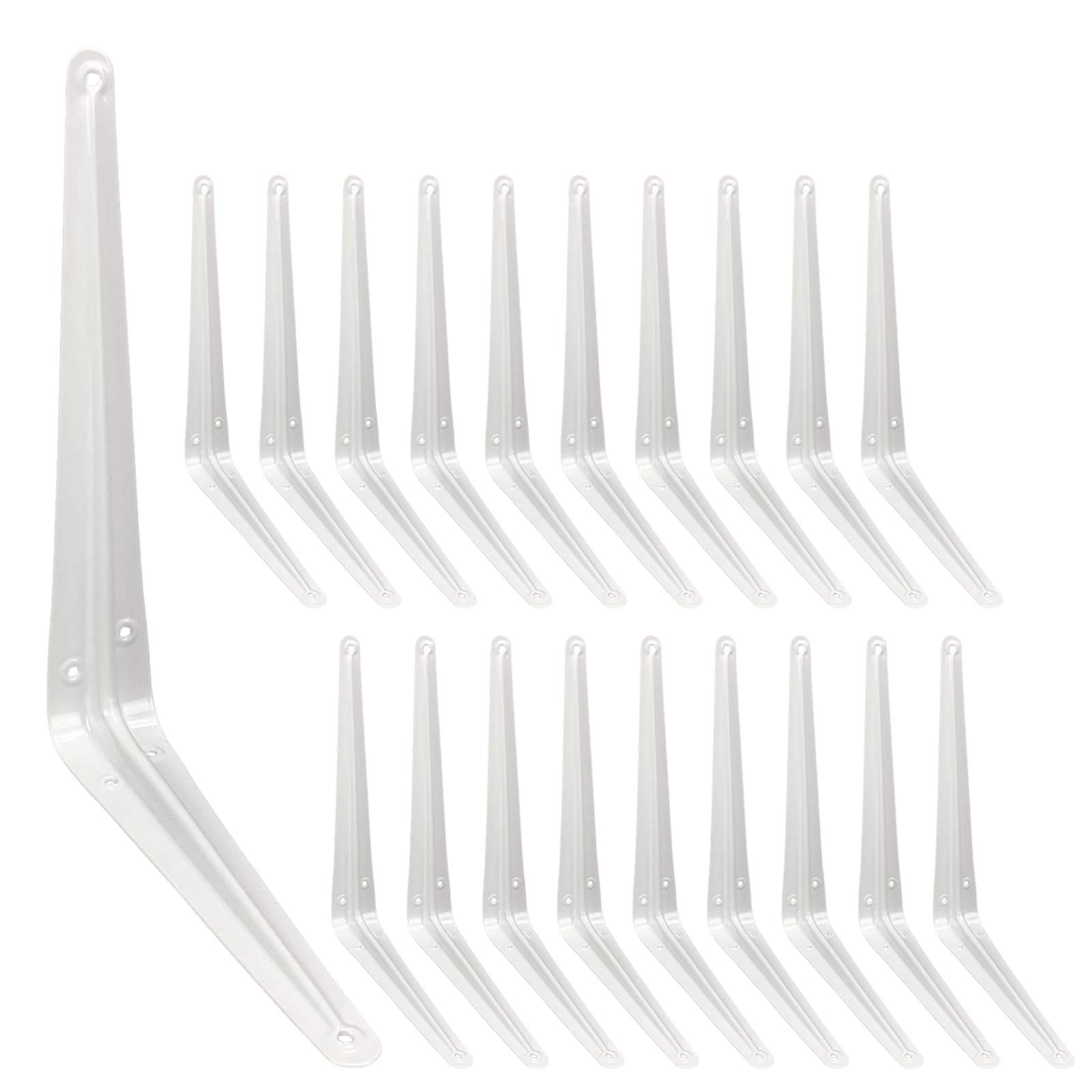 20 Pack Heavy Duty White Metal L-Shaped Shelf Brackets 12 Inch - Adjustable Floating Shelves Bracket for Wall Mounting (12x10 Inch) with Screws Included - Perfect for Closet, Pipe, Wood Shelves & Home Organization