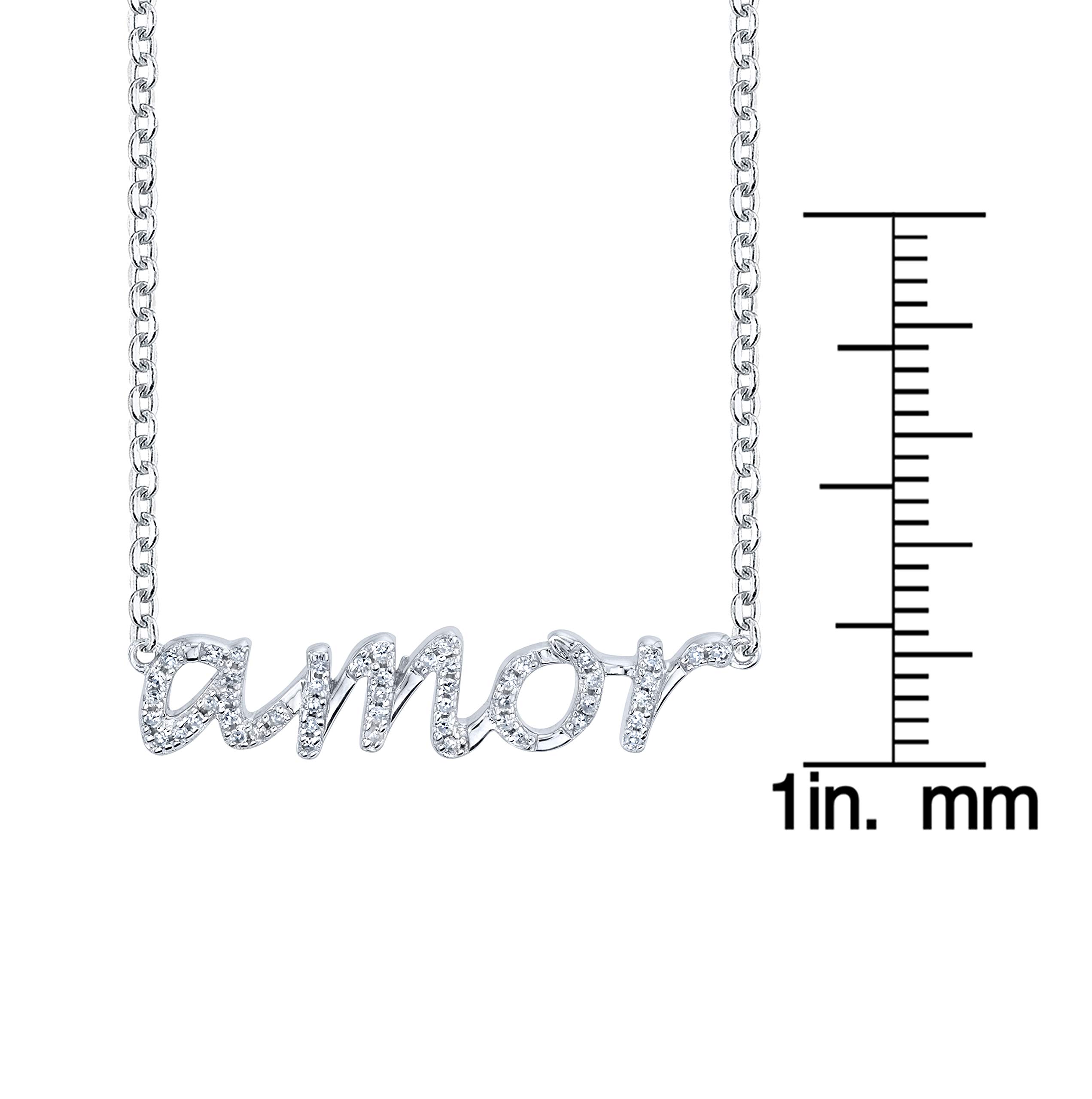 SERAFINA Diamond Name Charm Pendant Necklace - 925 Sterling Silver Personalized Name Necklace with Natural Diamonds - 16