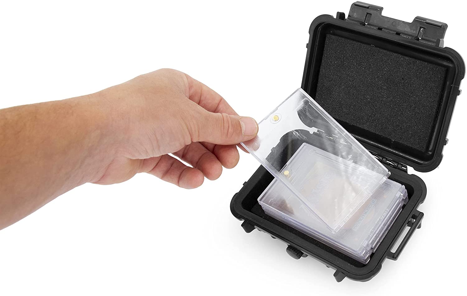 CASEMATIX Trading Card Holder Case - Compatible with 4 One Touch Magnetic Card Sleeves, Sports Card Protector for Baseball, Football & Pokemon (Fits 5.0
