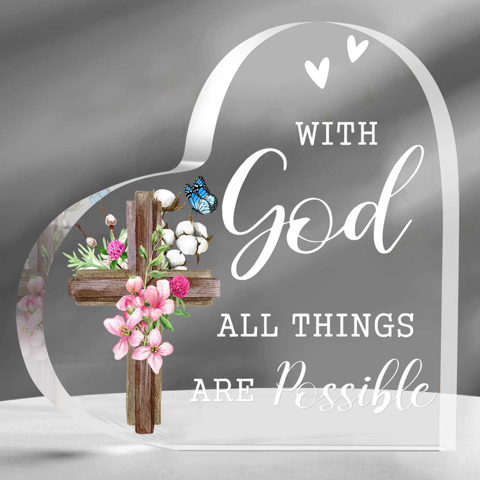 Yulejo Acrylic Christian Gifts for Women & Men - Inspirational Bible Verse Prayers, Religious Scripture Keepsakes for Friends, Mom, Valentines, Birthday - Modern Style for Home, Office, Church Decor
