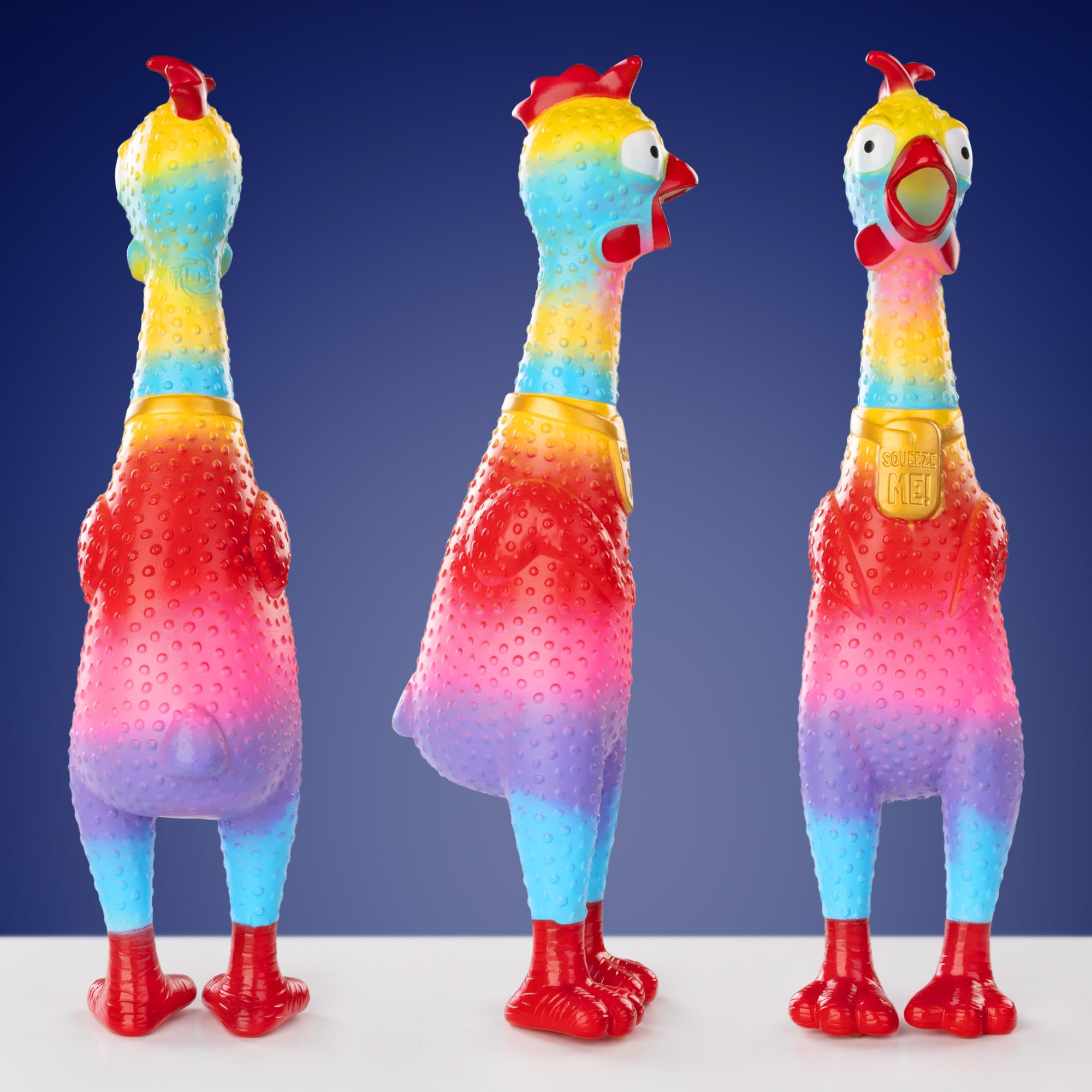 Animolds Tie-Dye Squeeze Me Squeaky Rubber Chicken Toy - 2 Pack Funny Screaming Chicken Toys for Kids & Adults - Perfect for Parties, Prank Gifts & Stress Relief