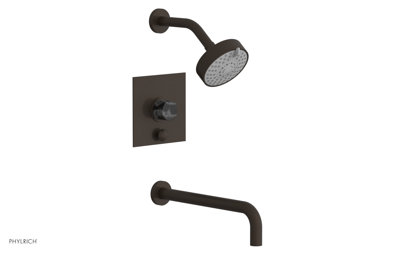 BASIC II 12 Pressure Balance Tub and Shower Set - Black Marble Finish (230S 28 12) | Perfect for Modern Bathroom Renovations & Spa-Like Showers