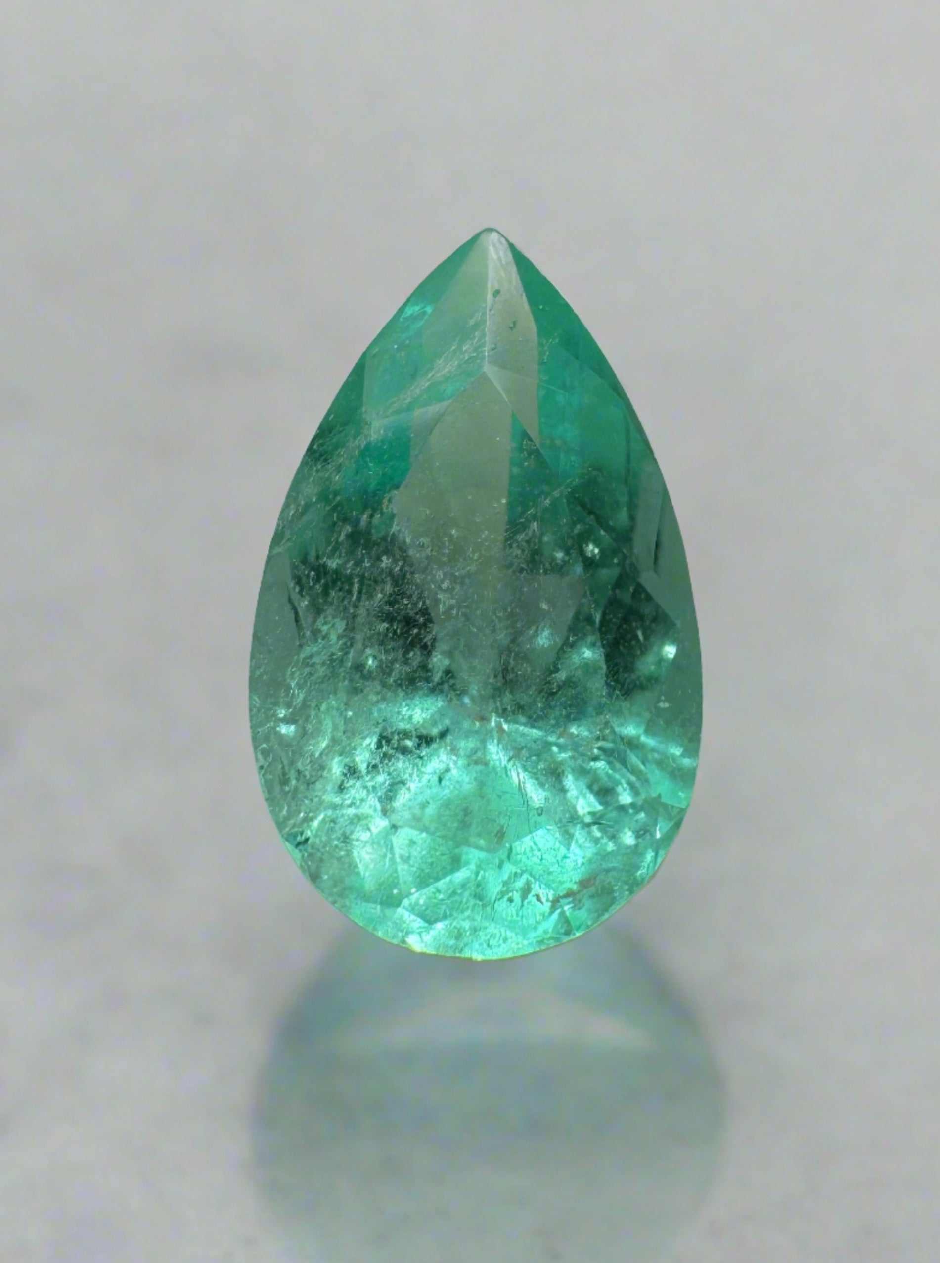 1.36 Carat Light Bluish Green Natural Loose Colombian Emerald Pear Cut Gemstone for Jewelry Making & Engagement Rings | Premium Loose Emerald for Collectors & Designers
