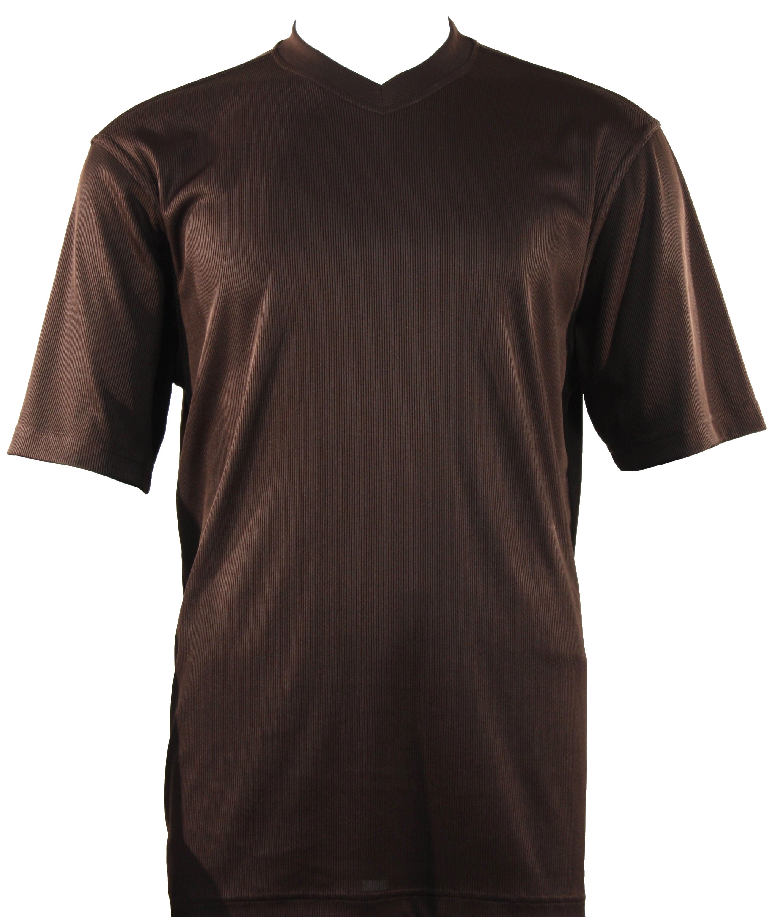 Bassiri Men's Short Sleeve V-Neck T-Shirt - Soft Cotton Casual Tee in Brown (Size 219) for Everyday Wear & Summer Outfits