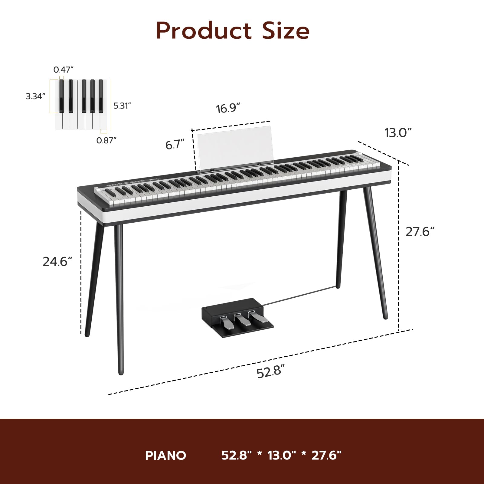 UMOMO 88-Key Weighted Digital Piano Keyboard - Full Size Electric Piano with Intelligent Touch Controls, Stand, Headphone Jack, USB/MIDI & 3 Pedals - Professional Electronic Piano for Beginners & Adults (Black) - Perfect for Home Practice, Studio Recording & Music Lessons