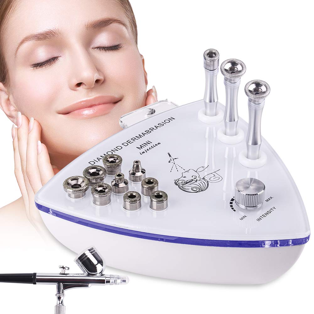 Professional Diamond Microdermabrasion Machine with Spray Gun - 3-in-1 Dermabrasion Facial Kit for Estheticians & Home Use - Exfoliation, Hydration & Skin Rejuvenation for Face & Body Care