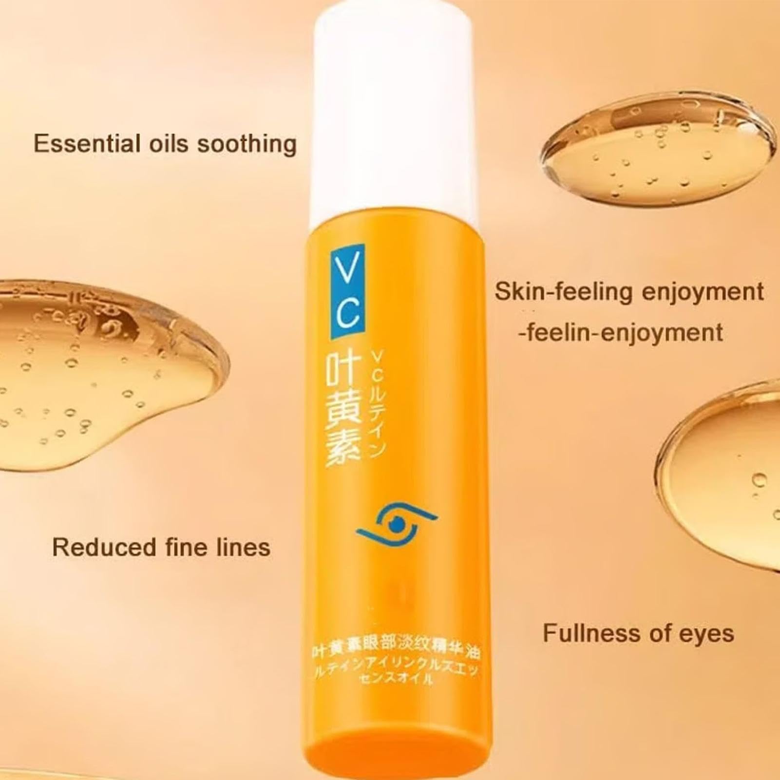 Lutein Eye Essence Oil with VC - Anti-Aging Eye Serum for Wrinkles, Dark Circles & Puffiness | Firming Treatment with Roller Ball Applicator | Perfect for Night Routine & Travel Skincare