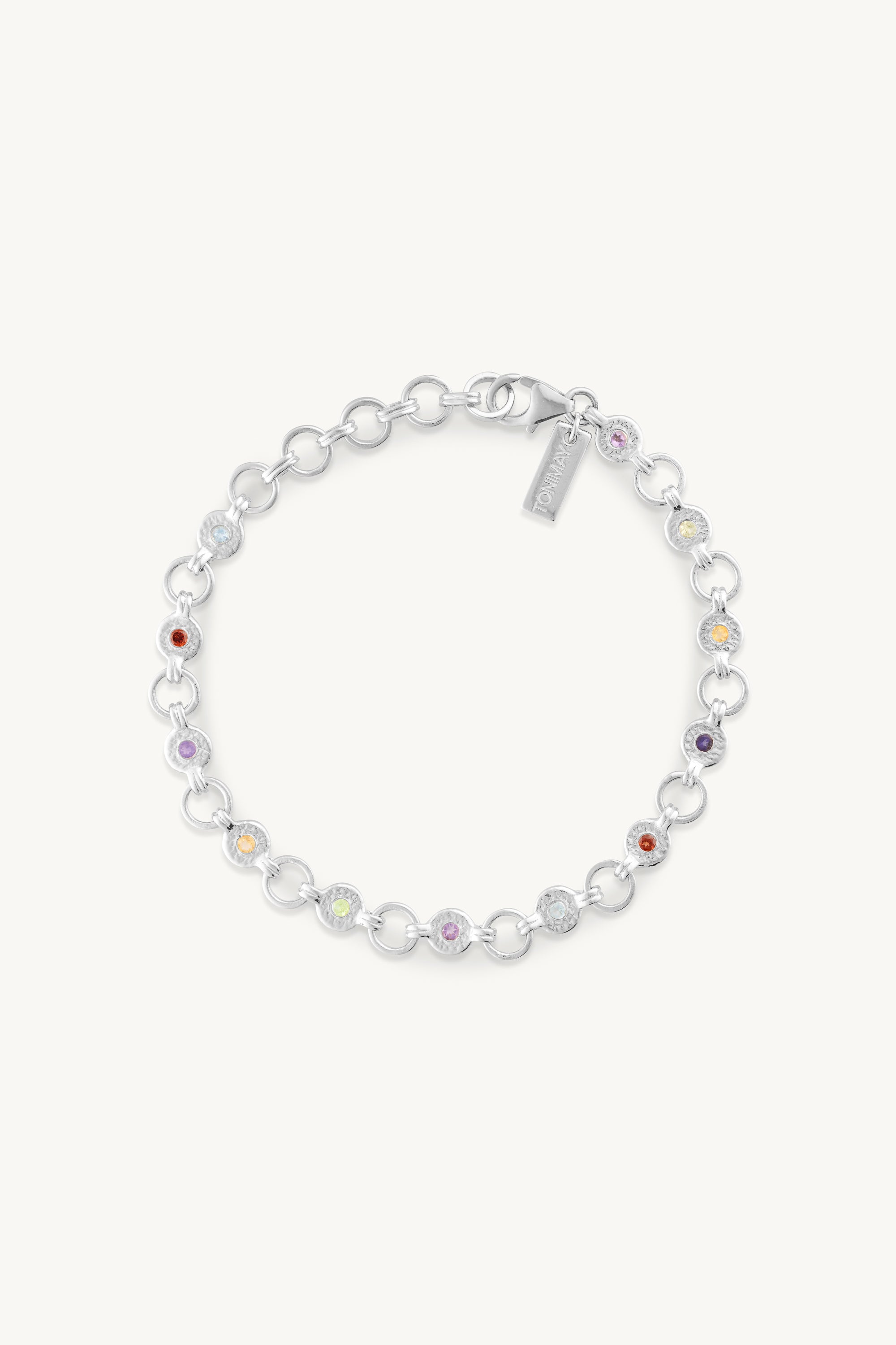 Ellipse Multistone Silver Bracelet for Women - Elegant Sterling Silver Jewelry with Gemstones - Perfect for Gifts, Parties & Everyday Wear
