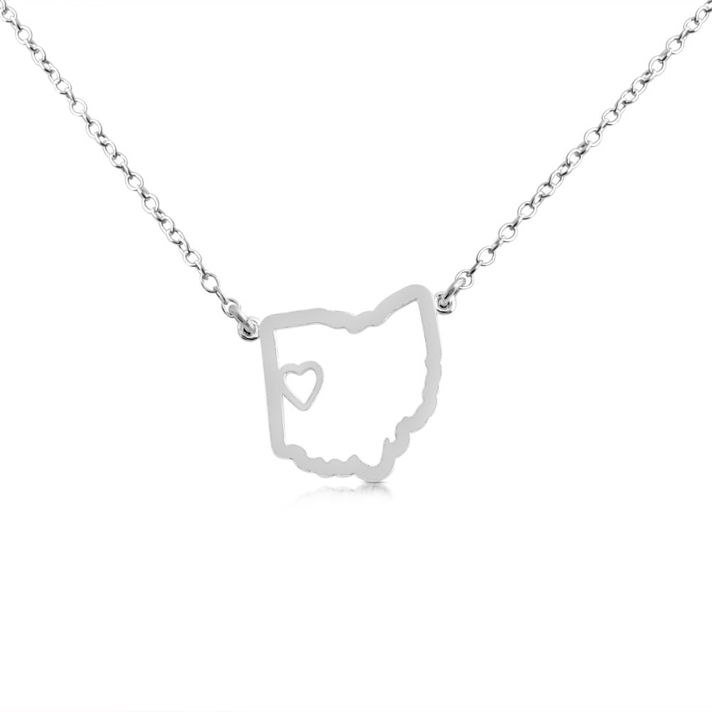 925 Sterling Silver Ohio State Necklace - 