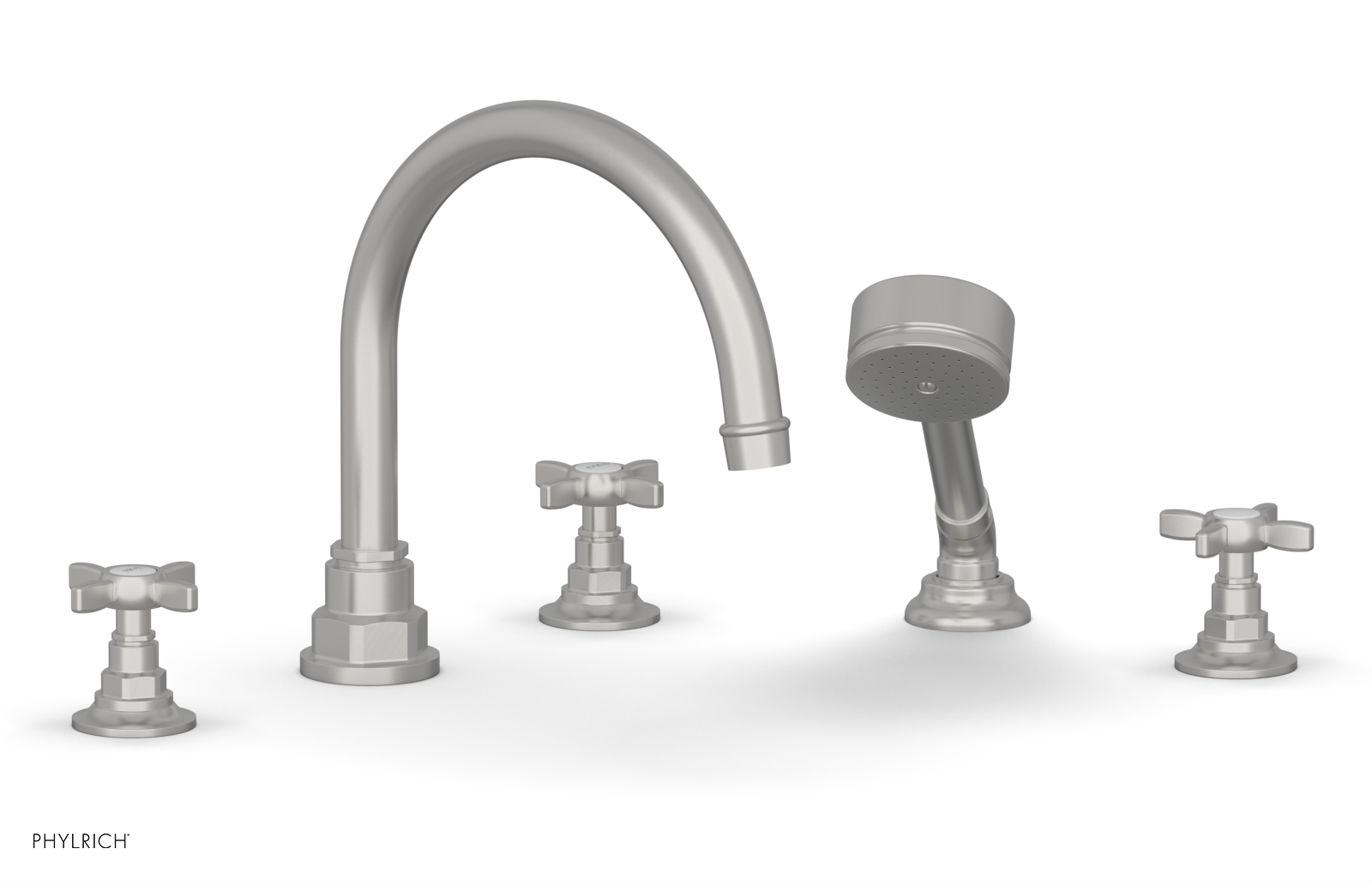 Jamestown Deck Tub Set with Hand Shower - Cross Handles 165 48 - Outdoor/Indoor Freestanding Bathtub for Patio, Garden, or Bathroom Relaxation