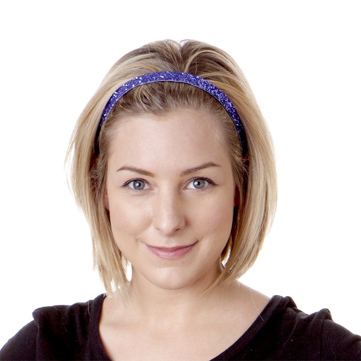 Hipsy 2-Pack No Slip Adjustable Purple Glitter Cheerleading Headbands for Girls & Teens - Perfect for Dance, Gymnastics, Sports & School Activities