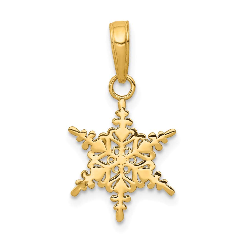 14K Yellow Gold Small Snowflake Pendant Necklace for Women - Elegant Winter Jewelry Gift for Christmas, Anniversary & Special Occasions