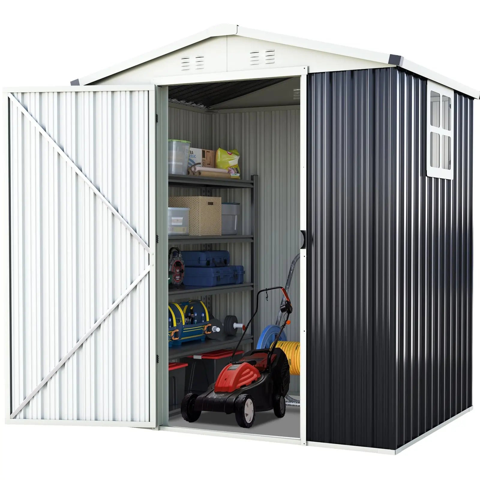 Secure Metal Storage Shed with Combination Lock - Weatherproof Outdoor Storage for Garden Tools, Pool Equipment & Backyard Organization
