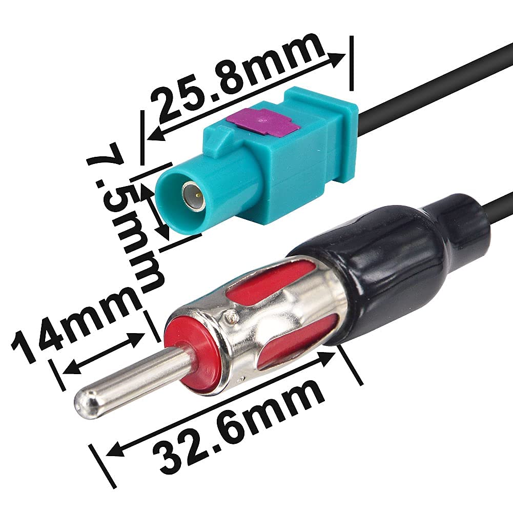 YILAINDUO Fakra to DIN ISO Audio Antenna Adapter Cable - Car Radio Antenna Lead for HD Radio, DAB, CD Player & Stereo Head Unit - Perfect for BMW, Mercedes, VW & Audi Vehicle Audio System Upgrade