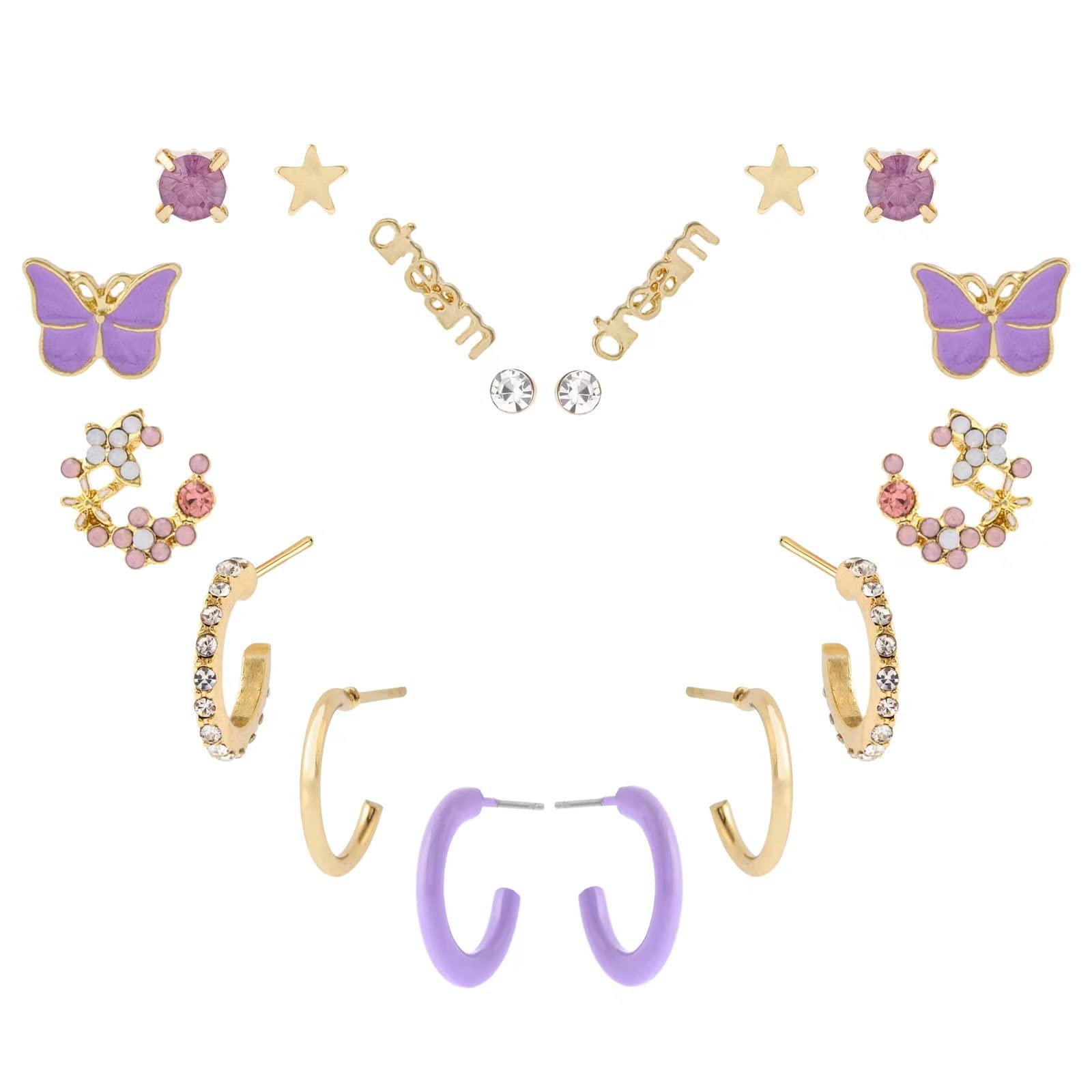 Stylish Multiple Stud Earrings Set for Women - Cute Mixed Small Stud & Hoop Earrings Gift for Girls | Perfect for Everyday Wear, Parties & Special Occasions