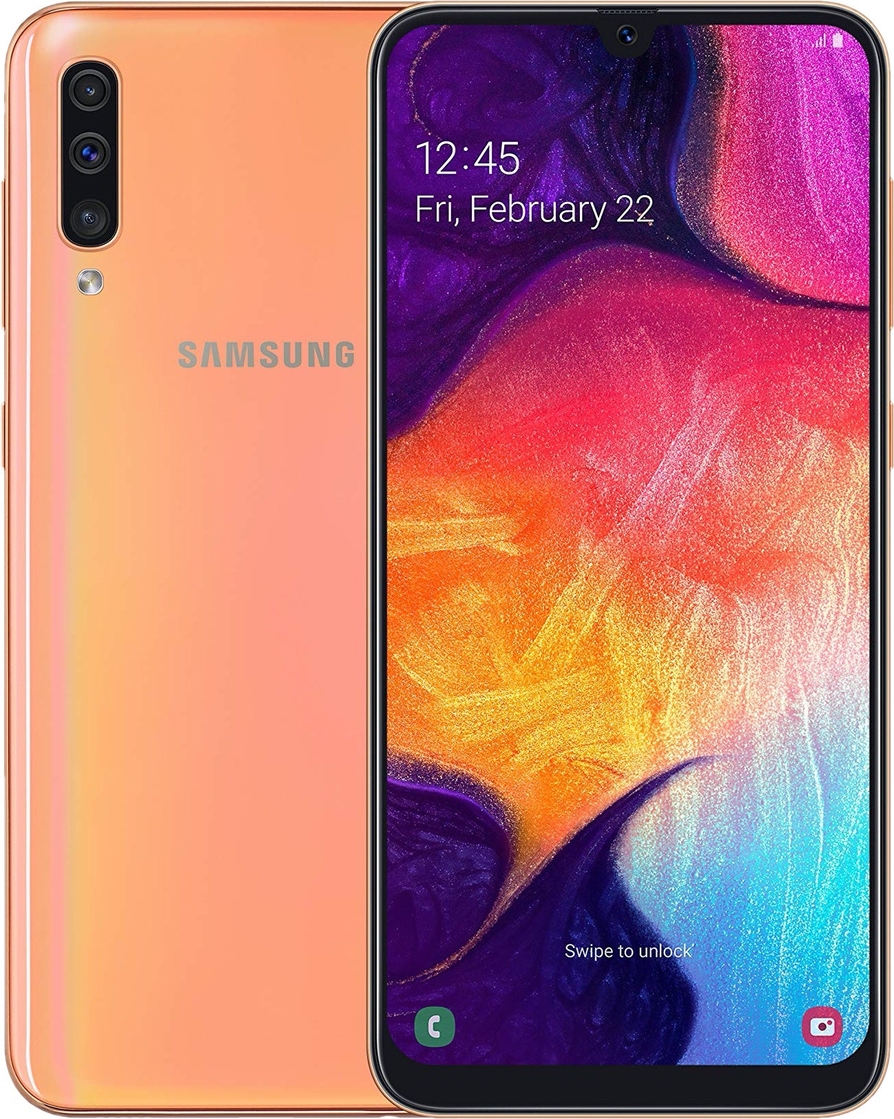 Samsung Galaxy A50 64GB Smartphone - Sprint Compatible, Orange Color - Perfect for Streaming, Gaming & Social Media