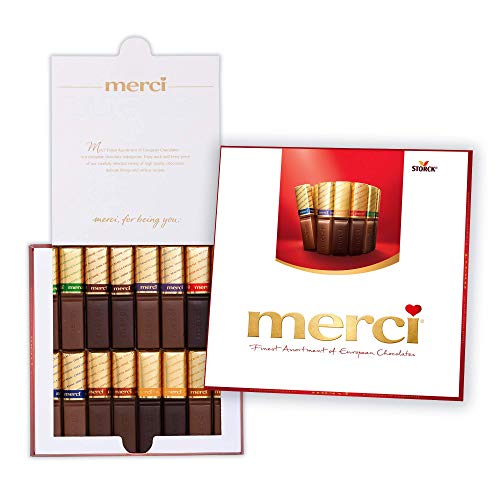 Premium MERCI European Chocolate Assortment Gift Box - 7 Ounce (Pack of 4) | Luxury Holiday, Birthday, Thank You Gifts for Teachers, Parents, Friends | Perfect for Christmas, Valentine's Day, Mother's Day & Corporate Gifting
