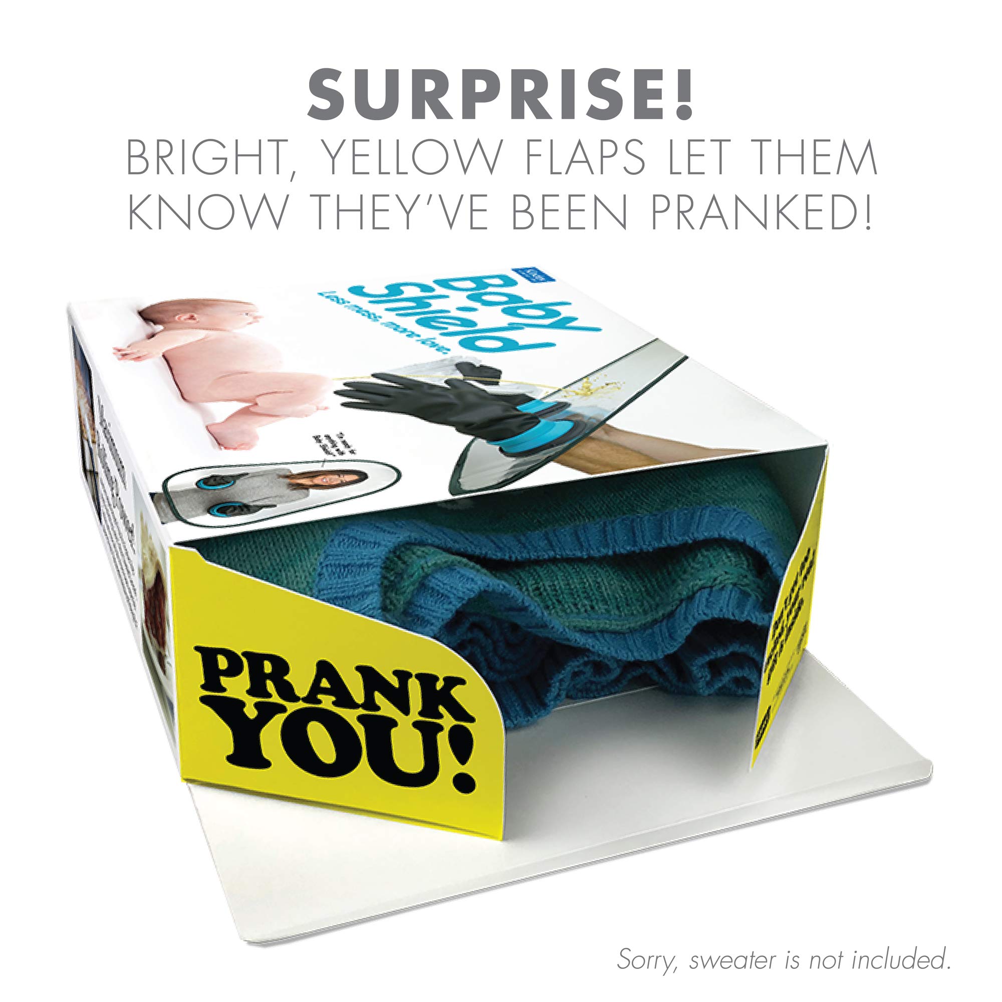 Prank-O Baby Shield Prank Gift Box - Empty Joke Present Box for Wrapping Real Gifts - Funny Fake Packaging for Birthdays & Christmas - Hilarious Gag Gift for New Parents & Baby Showers - Perfect for Surprise Parties & Holiday Pranks