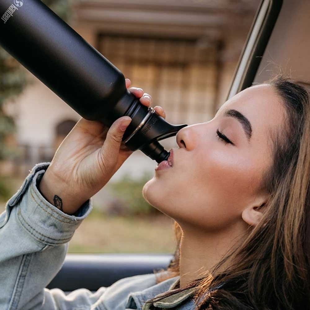 Klean Kanteen Classic 18oz (532ml) Stainless Steel Water Bottle with Narrow Sports Cap - Black | Leakproof & BPA-Free for Hiking, Gym & Outdoor Activities