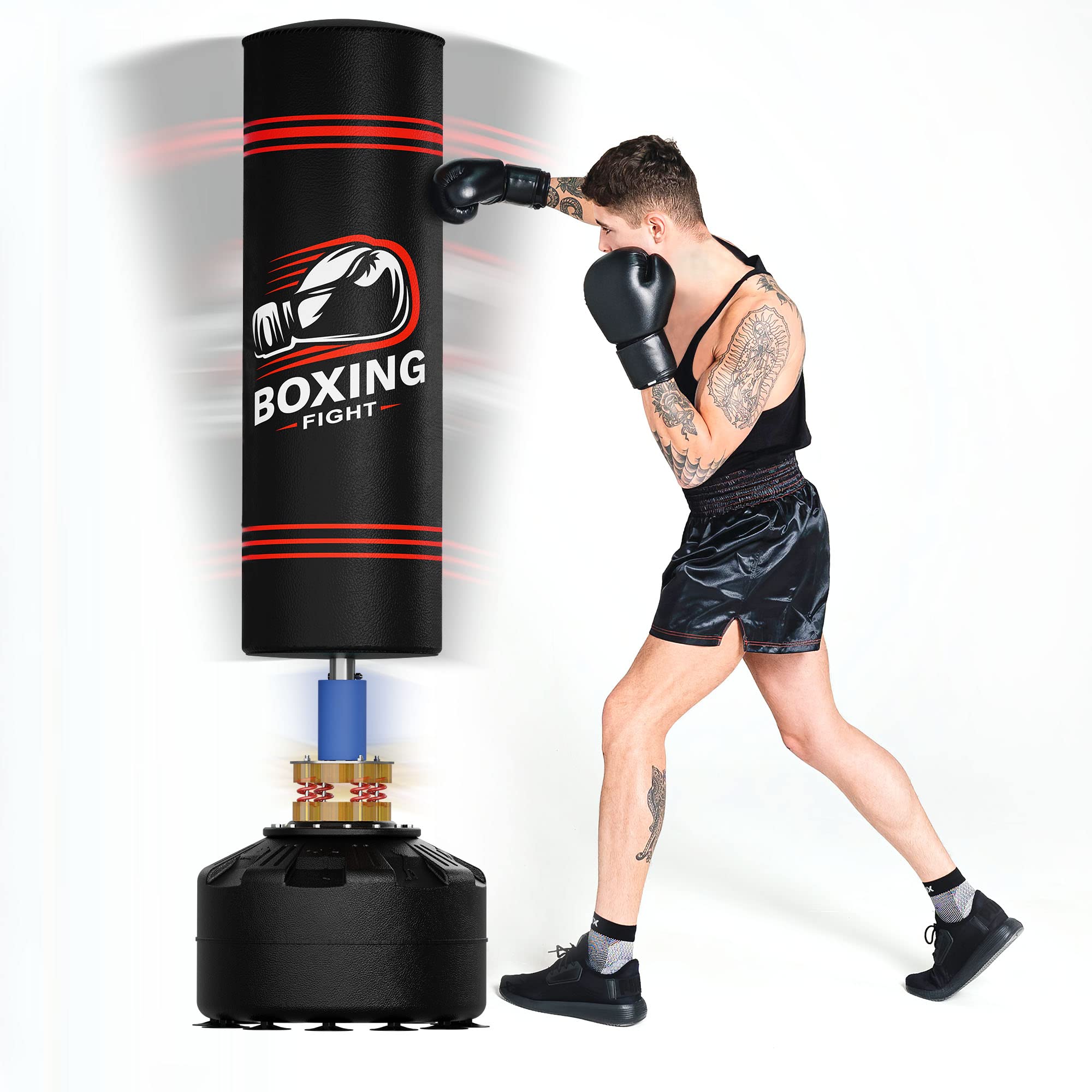 Elevens Freestanding Punching Bag for Adults - Heavy Duty Boxing Training Equipment for Home Gym, MMA, Kickboxing & Fitness Workouts | Perfect for Garage, Basement & Backyard Training