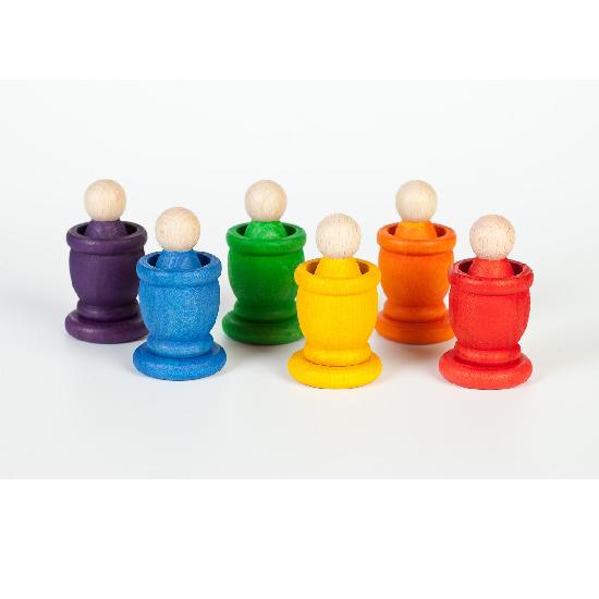 Grapat Wooden Colored Nins, Mates, Pots & Coins - Montessori Waldorf Toys for Sensory Play & Early Learning - Perfect for Kids' Imaginative Play & Educational Activities