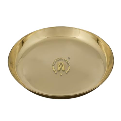 11 Inch Vengala Thattu Pure Kansa Bronze Thali Plate - Premium Indian Dinnerware Set for Serving Meals, Pooja & Traditional Dining (Set of 6) | Authentic Kansa Metal Plates for Healthy Eating & Ayurvedic Benefits