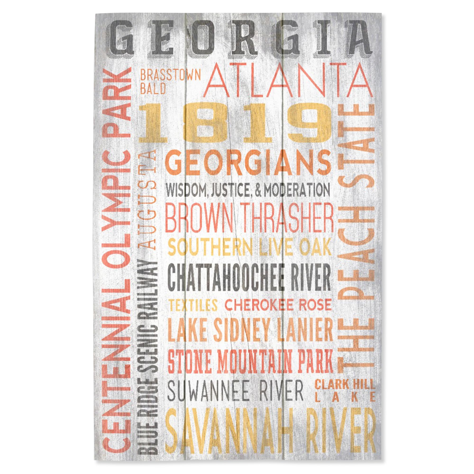 Lantern Press 16x24 Inch Giclee Print - Georgia Rustic Typography Wall Art | Vintage Style Home Decor for Living Room, Bedroom & Office