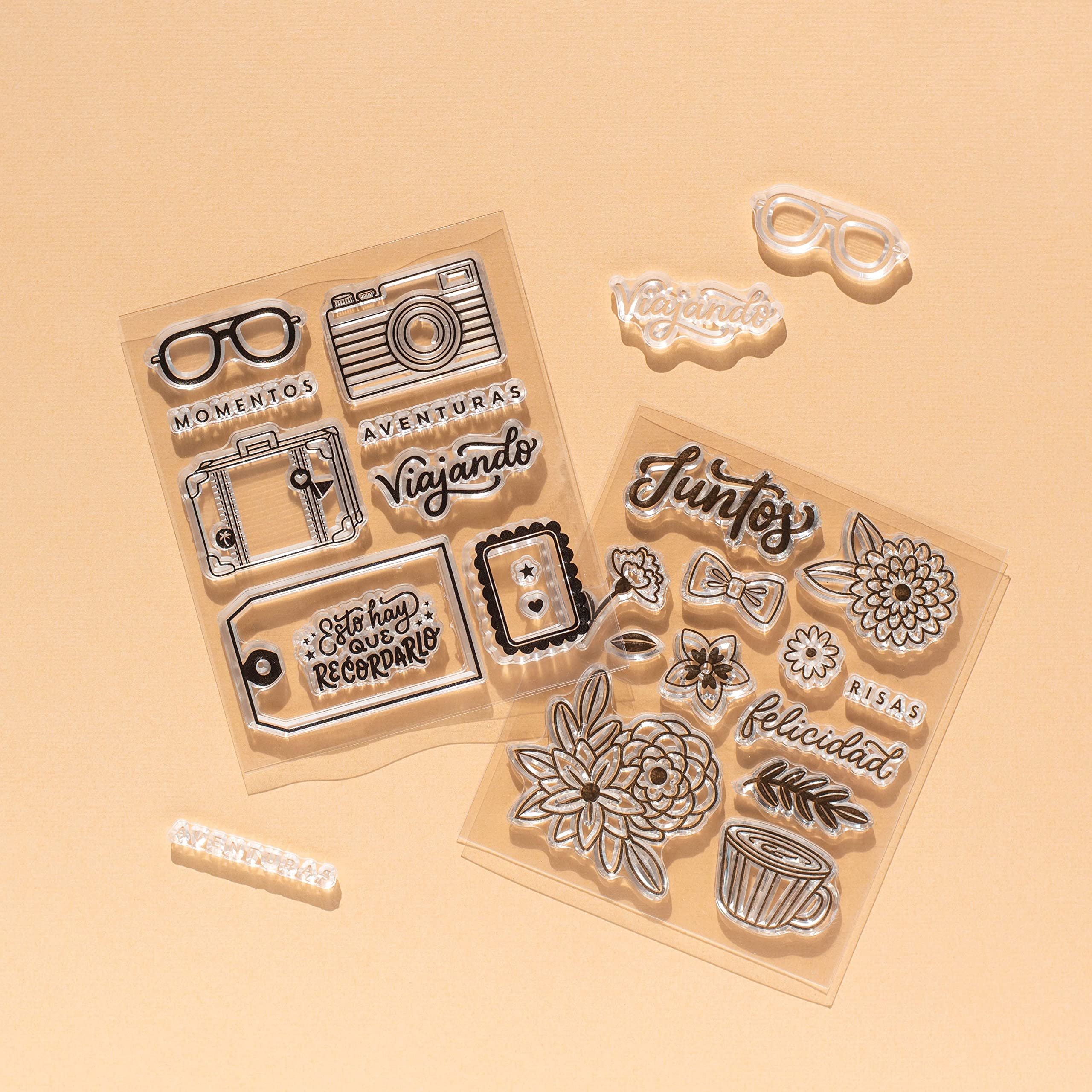 American Crafts Buenos DIAS Stamps Set of 11 - Perfect for Scrapbooking, Card Making & DIY Crafts