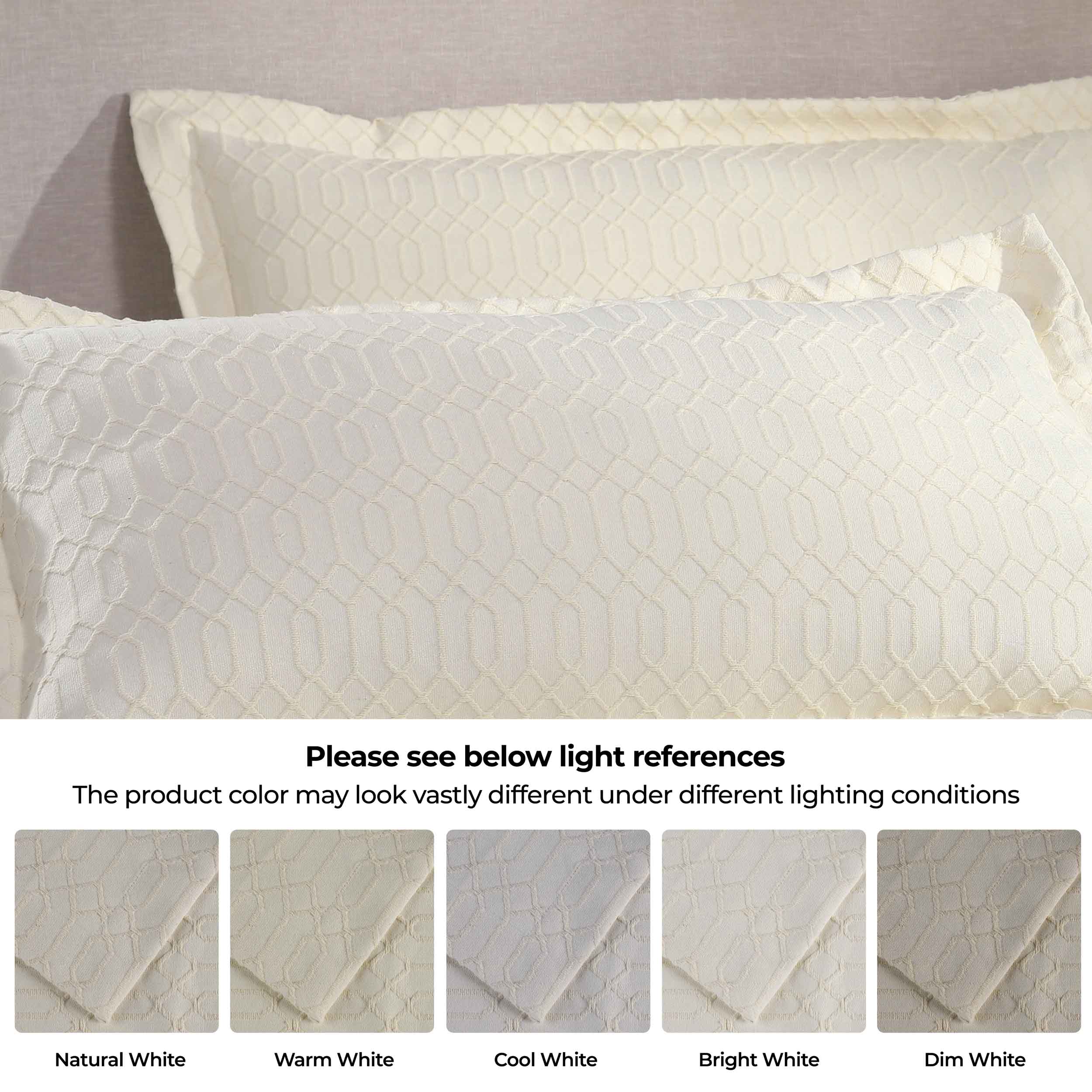 Remi Cotton Blend Jacquard Woven Geometric Fringe Bedspread Set - Queen Size Luxury Bed Cover for Modern Bedroom Decor | Perfect for Master Bedroom, Guest Room & Dorm