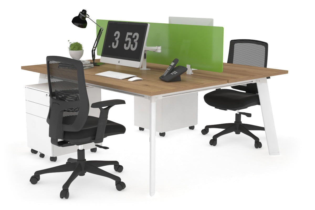 2 Person Workstation with White Frame - 1200L x 800W Switch Desk with Cable Management for Home Office & Coworking Spaces