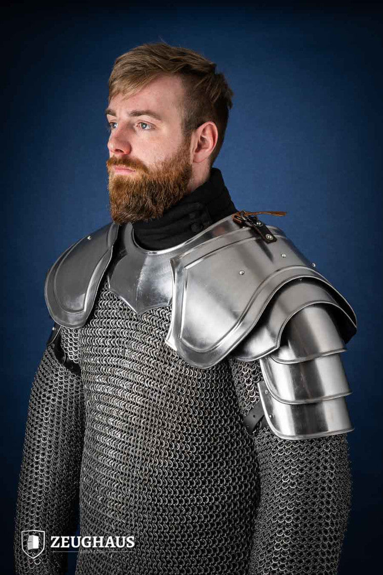 Polished Warrior Pauldrons - Medieval Armor Shoulder Guards for LARP, Cosplay & Renaissance Fairs | Authentic Knight Costume Accessory