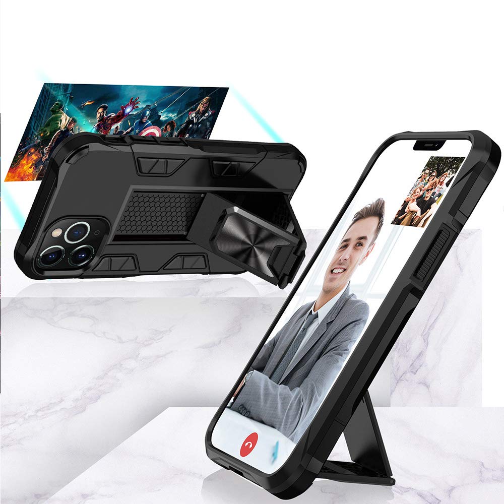 Omorro Military Grade iPhone 12 Mini Case - Drop Tested Rugged Protective Cover with Magnetic Car Mount & Kickstand | Hard PC + Soft TPU Dual Layer Protection | Perfect for Outdoor, Construction & Extreme Sports (Red)
