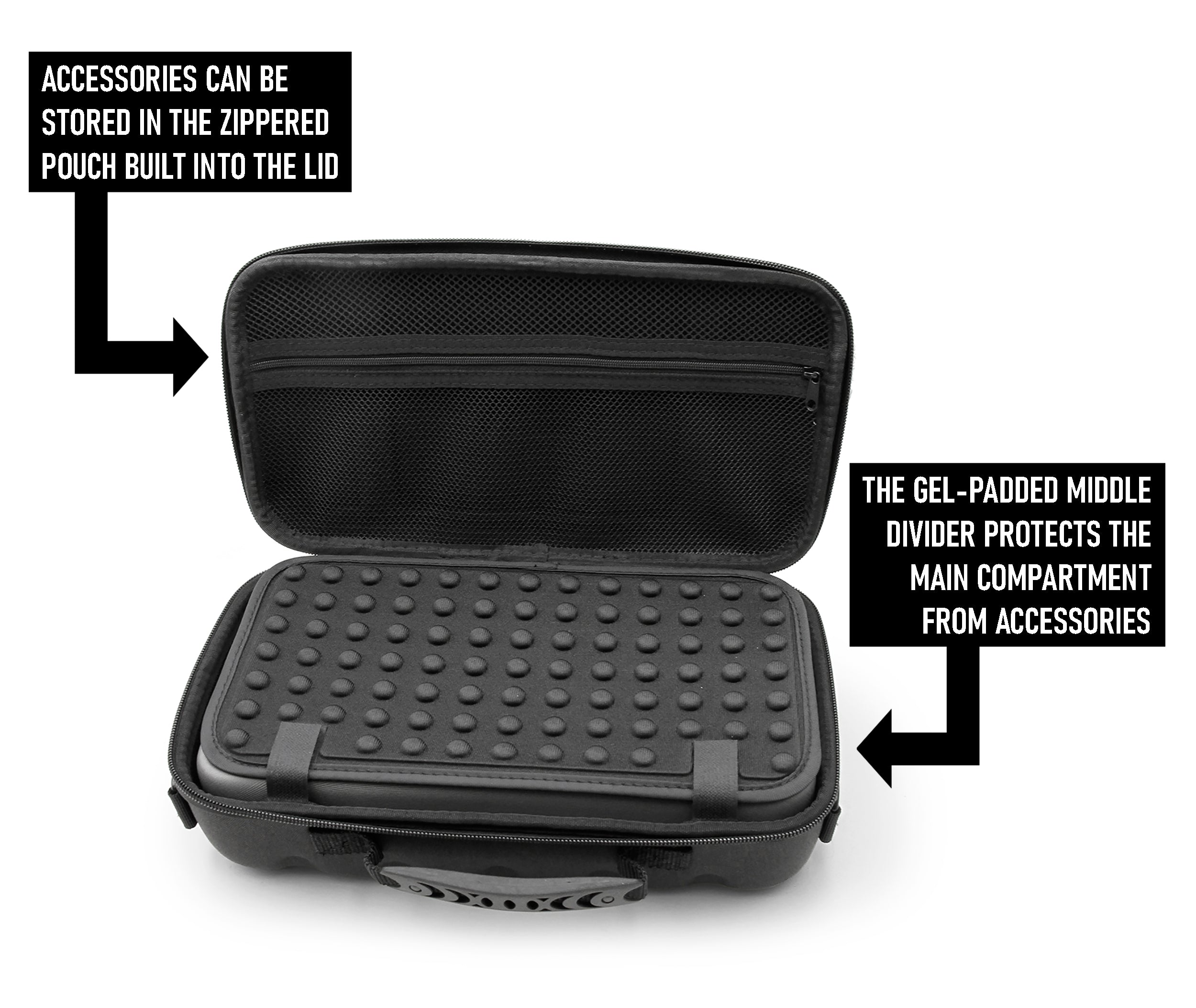 CASEMATIX Professional Hair Clipper Case - Holds 3 Electric Clippers, Trimmers & Hair Buzzers with T-Finishers - Durable Storage Organizer for Barbers & Stylists - Perfect for Salon, Home or Travel Use