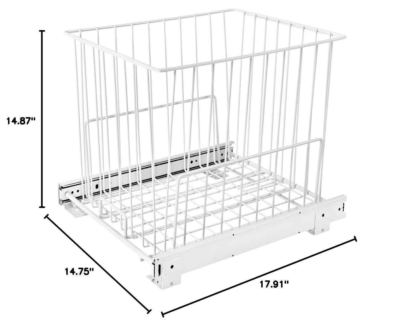 REV-A-SHELF Steel Wire Pullout Hamper for Vanity & Closet - Space Saving Laundry Basket Organizer for Bathroom, Bedroom, and Walk-in Closet Storage Solutions