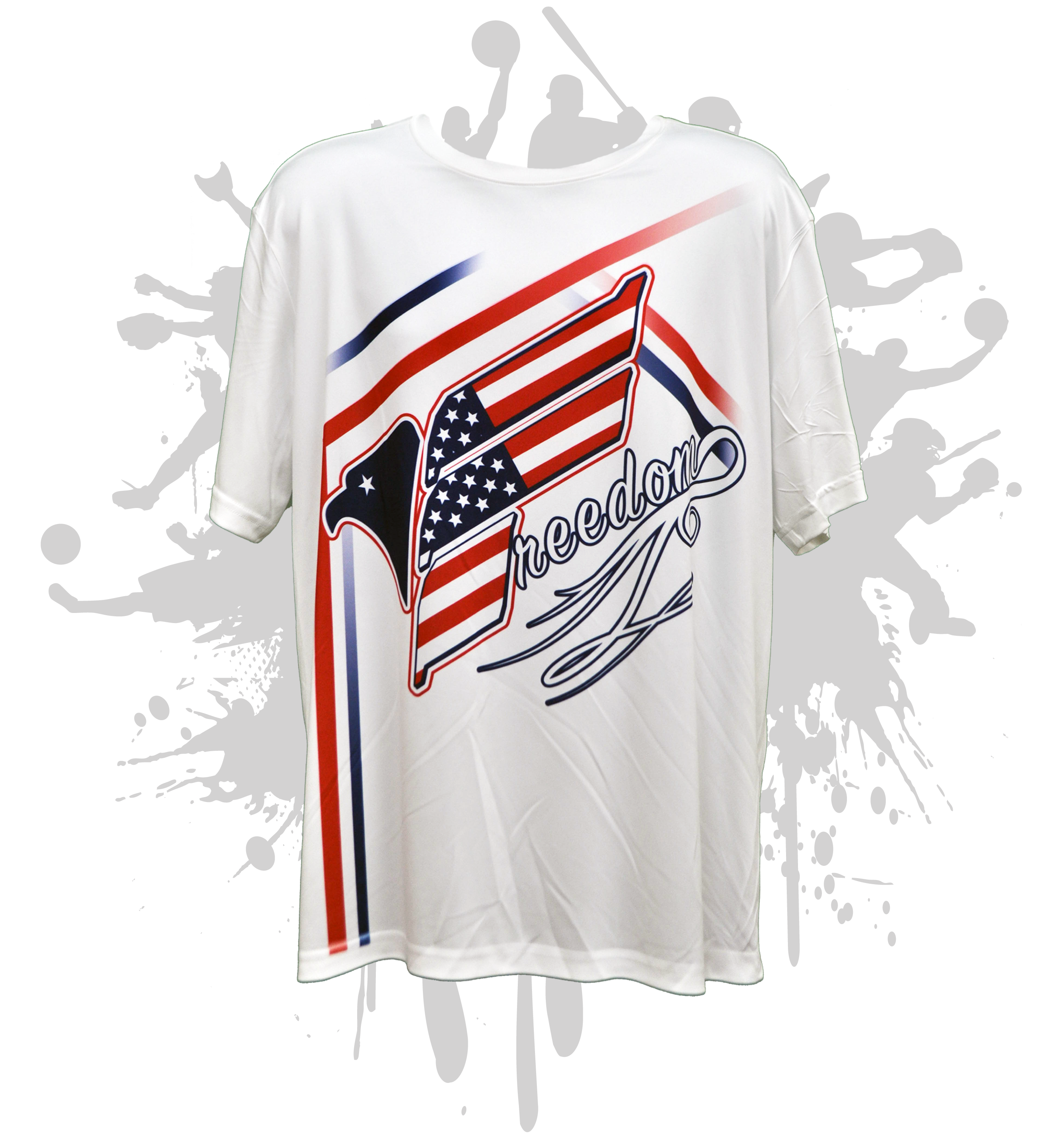 Freedom Special Script Men's White Sublimated Dye Jersey - Perfect for Sports, Gym Workouts & Casual Wear